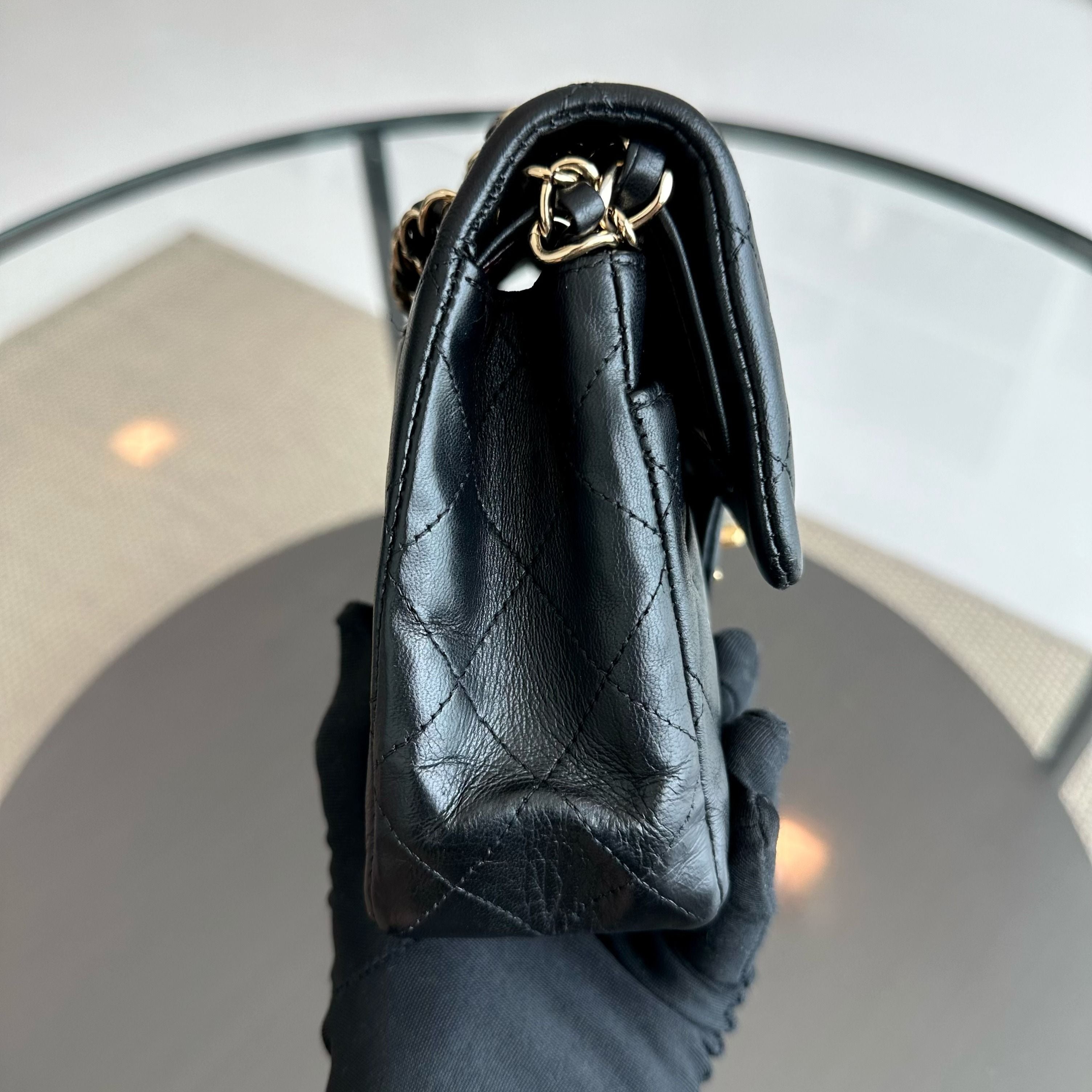 Chanel Small Classic Flap 23CM Quilted Lambskin Black GHW No 12 - Luxury Evermore