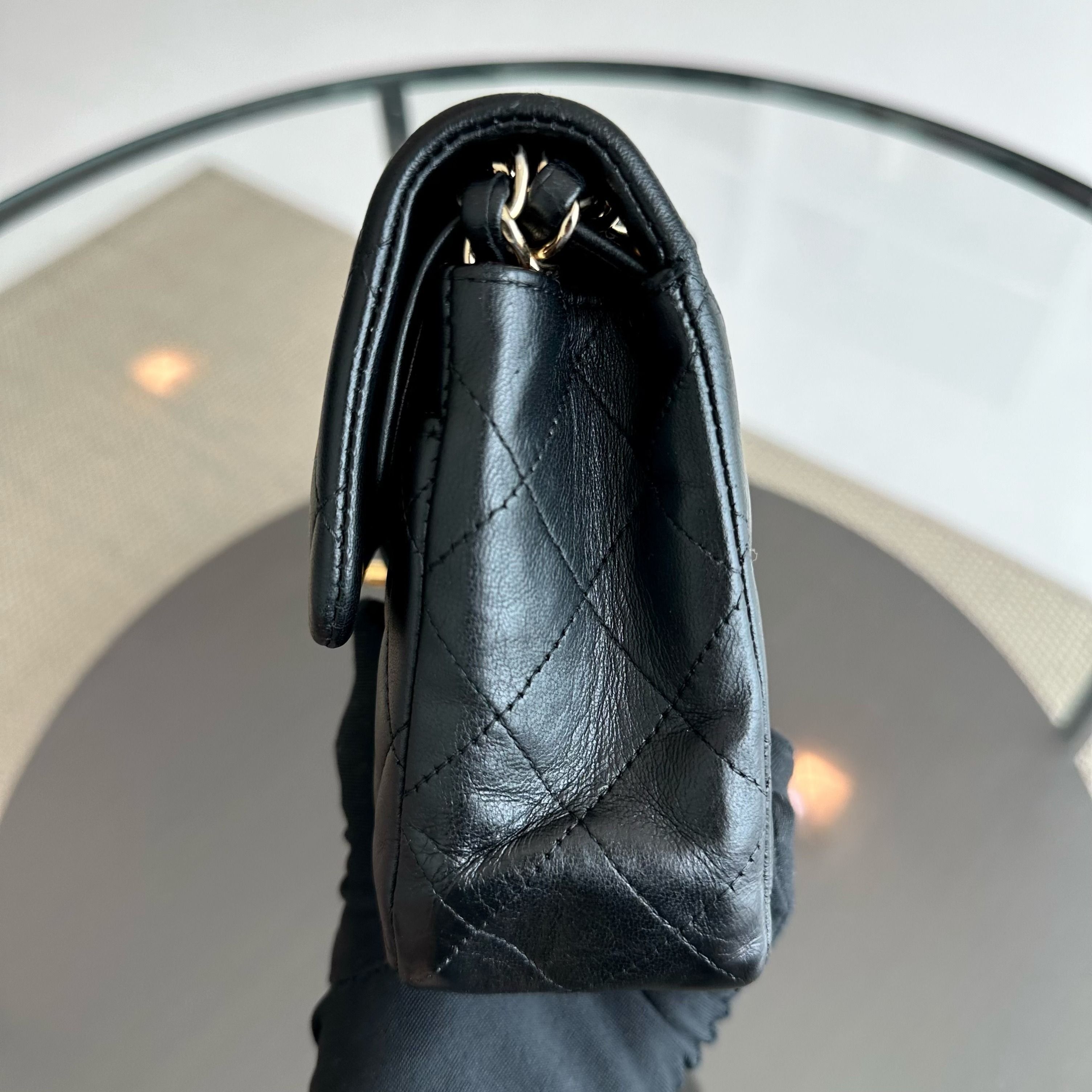 Chanel Small Classic Flap 23CM Quilted Lambskin Black GHW No 12 - Luxury Evermore