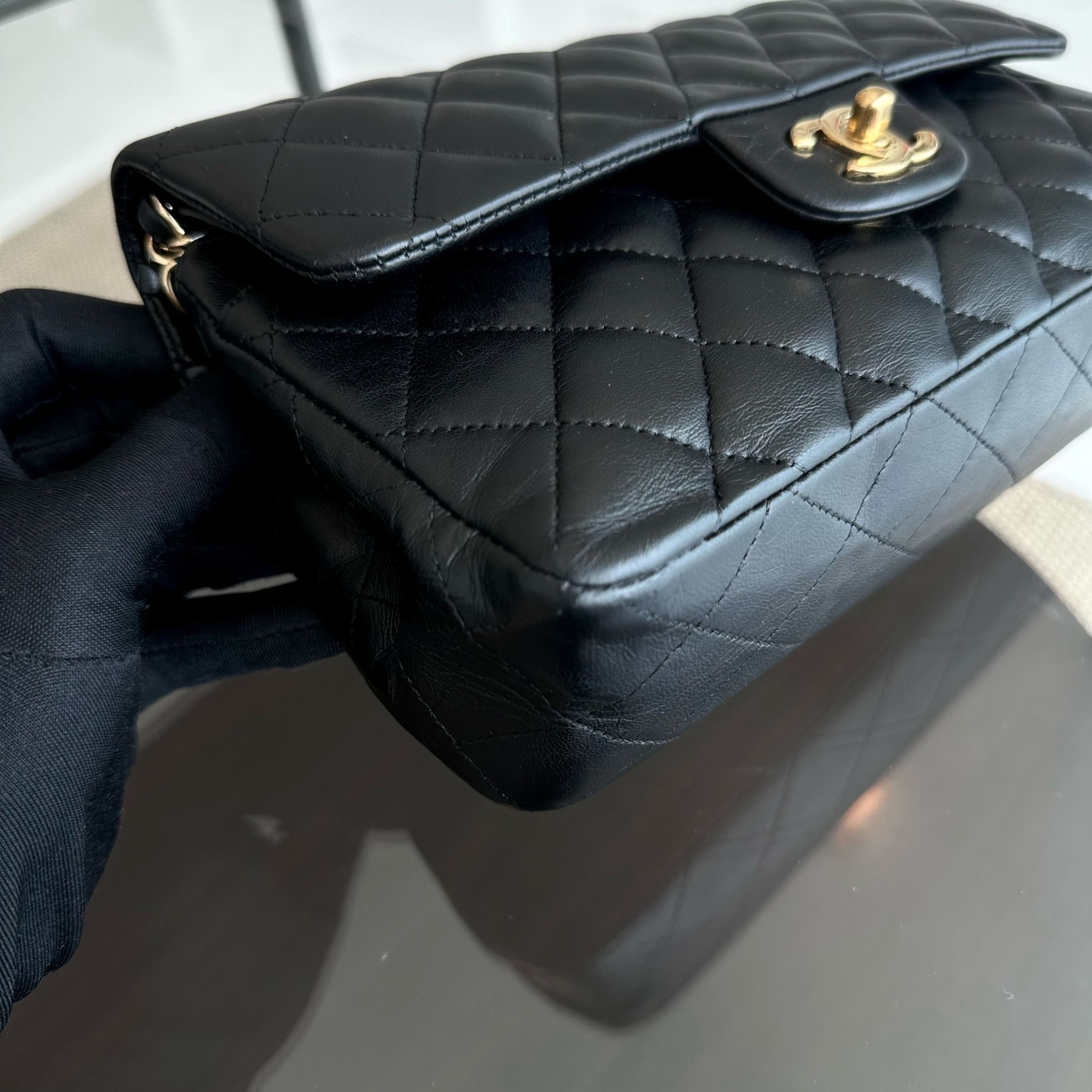 Chanel Small Classic Flap 23CM Quilted Lambskin Black GHW No 12 - Luxury Evermore