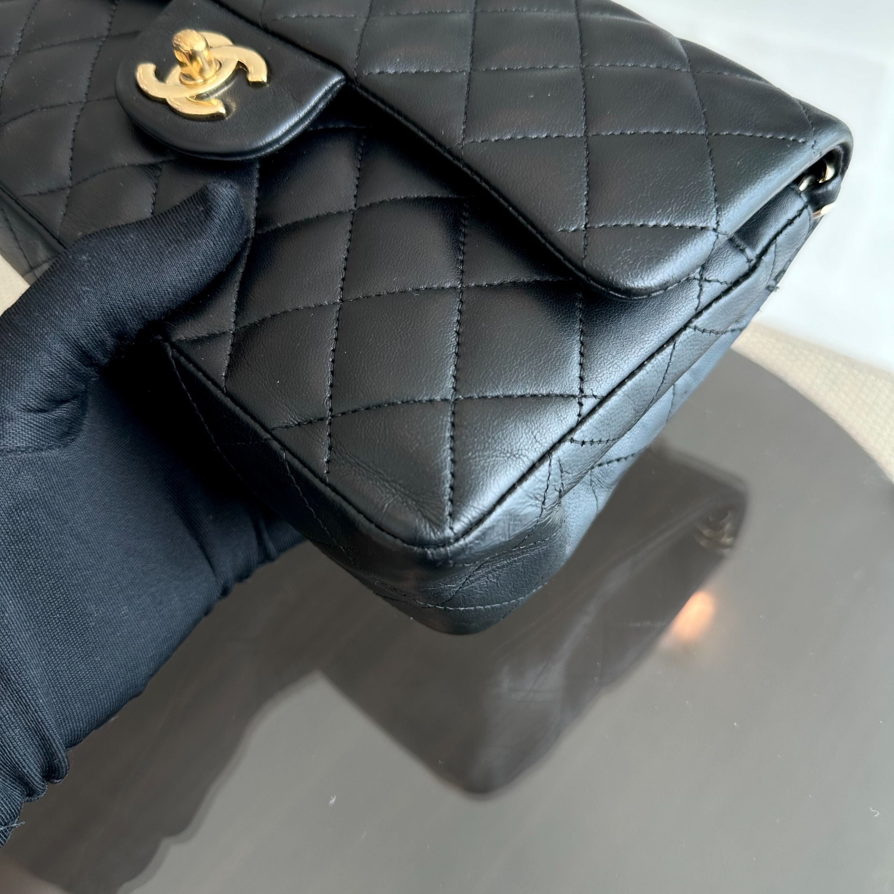 Chanel Small Classic Flap 23CM Quilted Lambskin Black GHW No 12 - Luxury Evermore