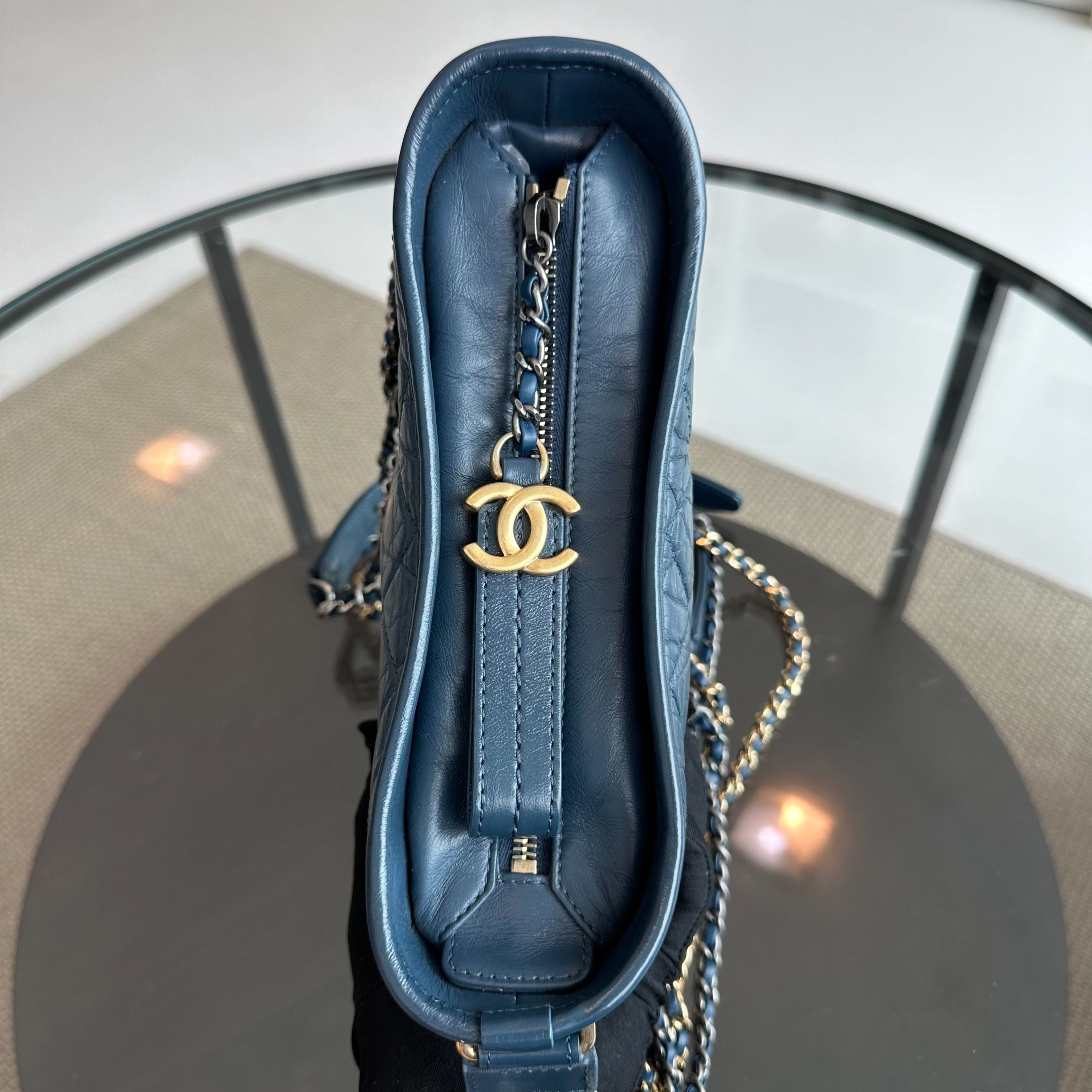 Chanel Small Gabrielle Hobo Calfskin Dark Blue GHW No 26 - Luxury Evermore