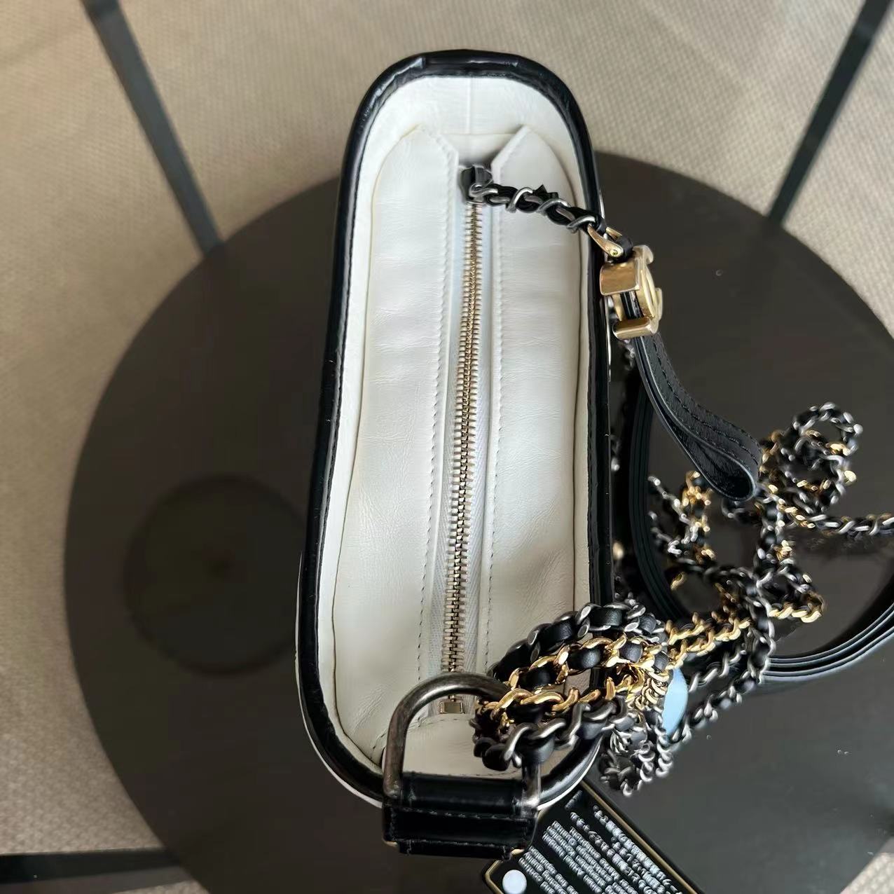 Chanel Small Gabrielle Hobo Quilted Calfskin Black White Two-tone Hardware - Luxury Evermore