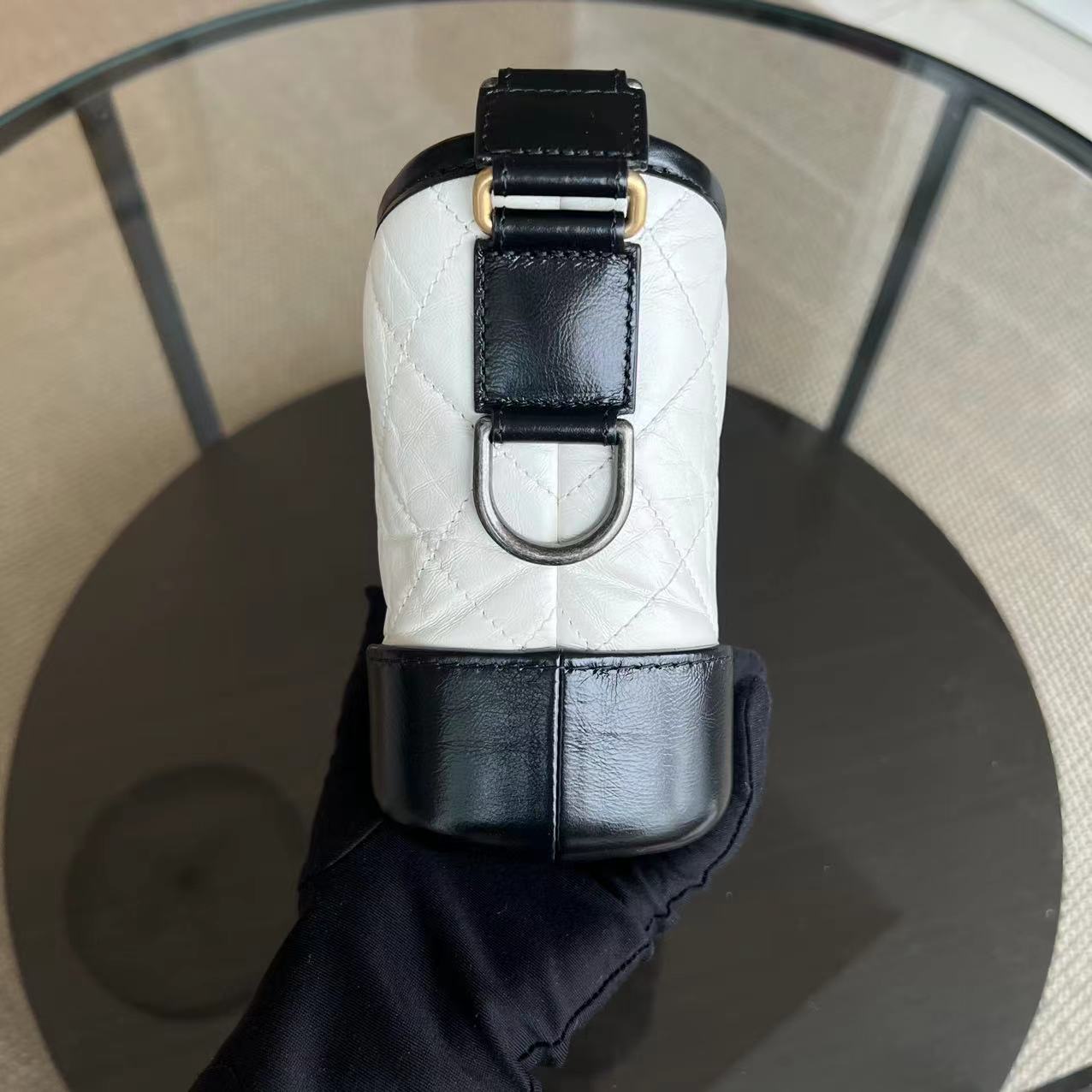 Chanel Small Gabrielle Hobo Quilted Calfskin Black White Two-tone Hardware - Luxury Evermore