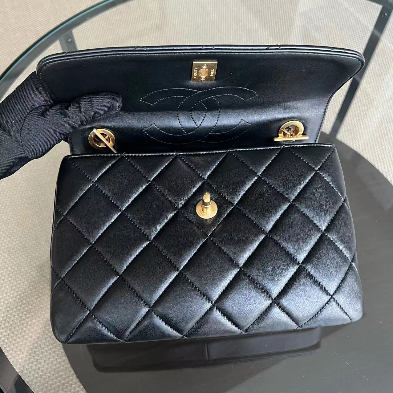 Chanel Trendy CC Small Quilted Lambskin Black Golden Hardware Series 21 - Luxury Evermore