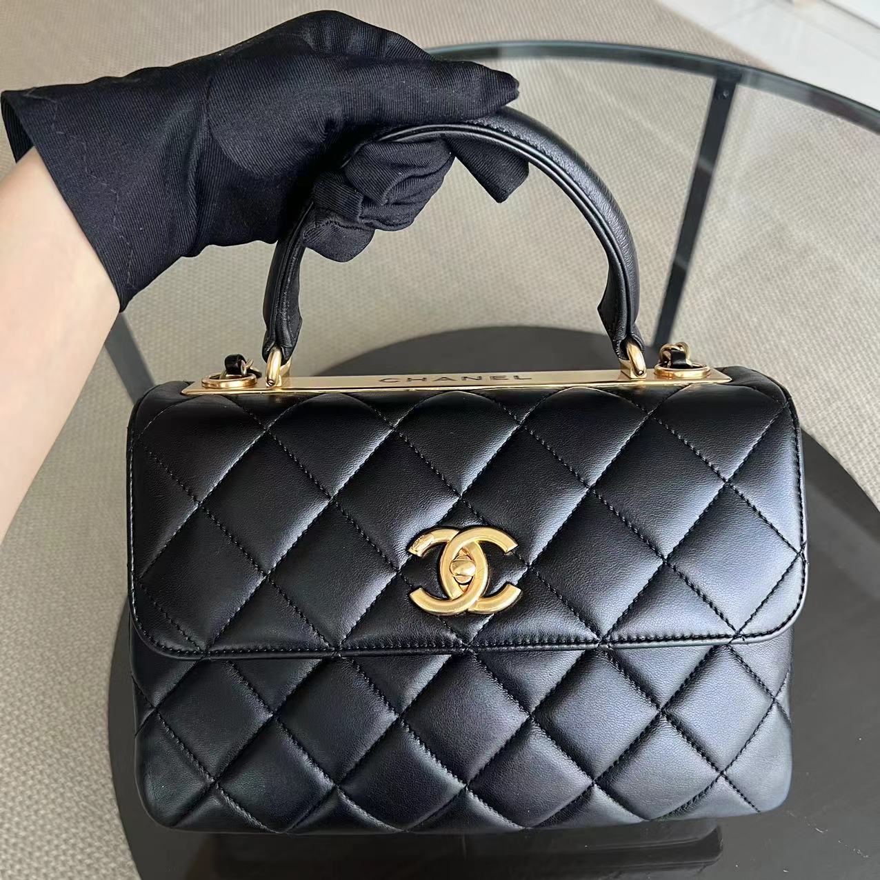 Chanel Trendy CC Small Quilted Lambskin Black Golden Hardware Series 21 - Luxury Evermore