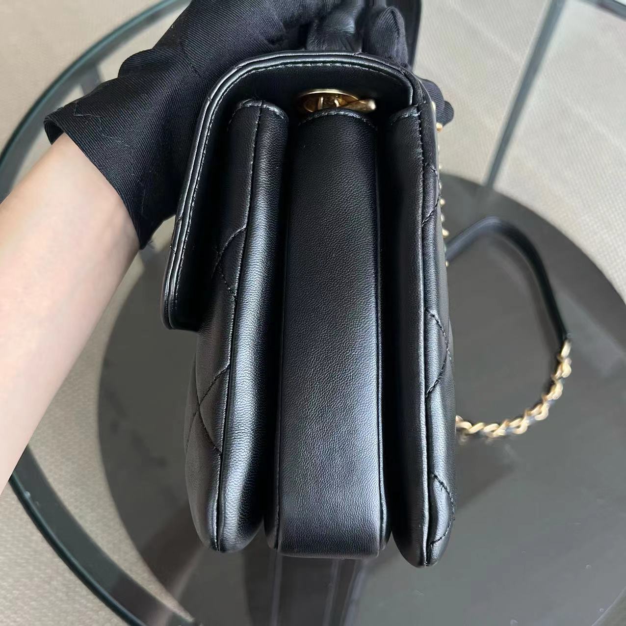 Chanel Trendy CC Small Quilted Lambskin Black Golden Hardware Series 21 - Luxury Evermore