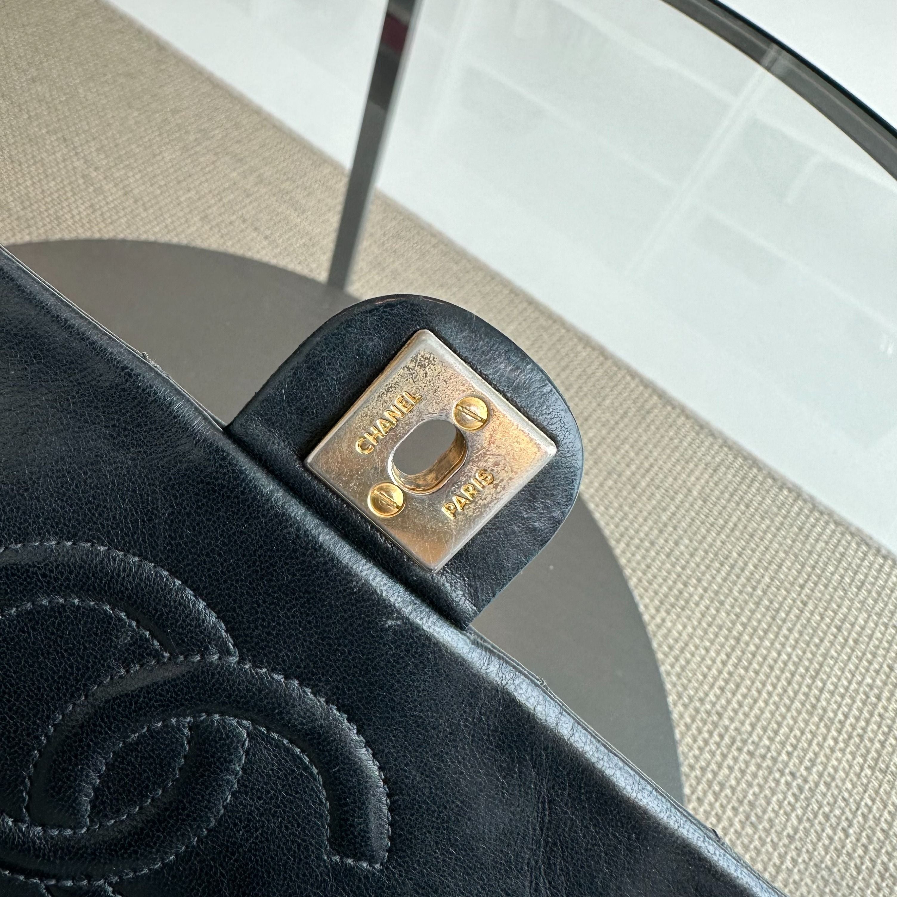 Chanel Vintage Classic Flap 20CM Mini Square Black GHW - Luxury Evermore