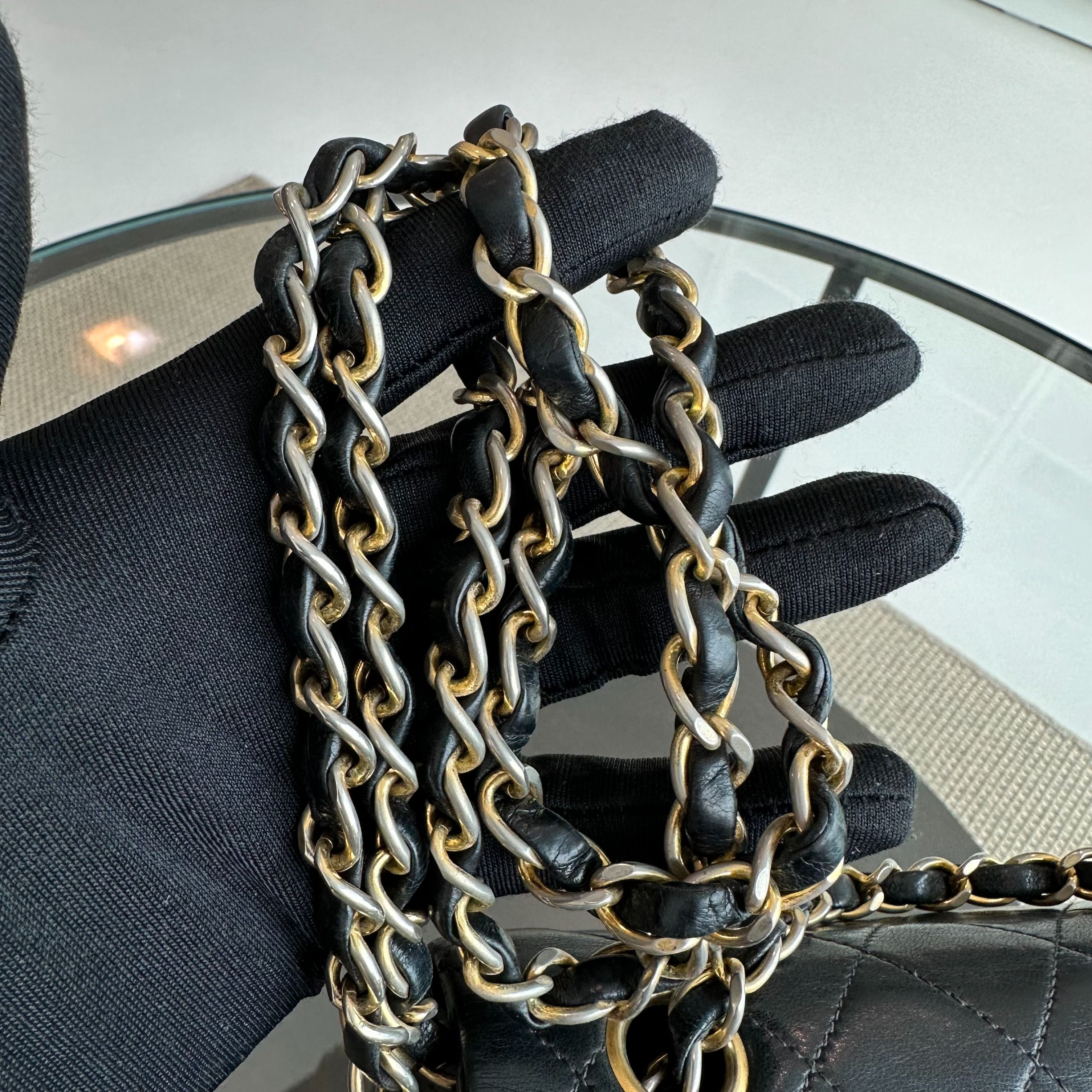 Chanel Vintage Classic Flap 20CM Mini Square Black GHW - Luxury Evermore