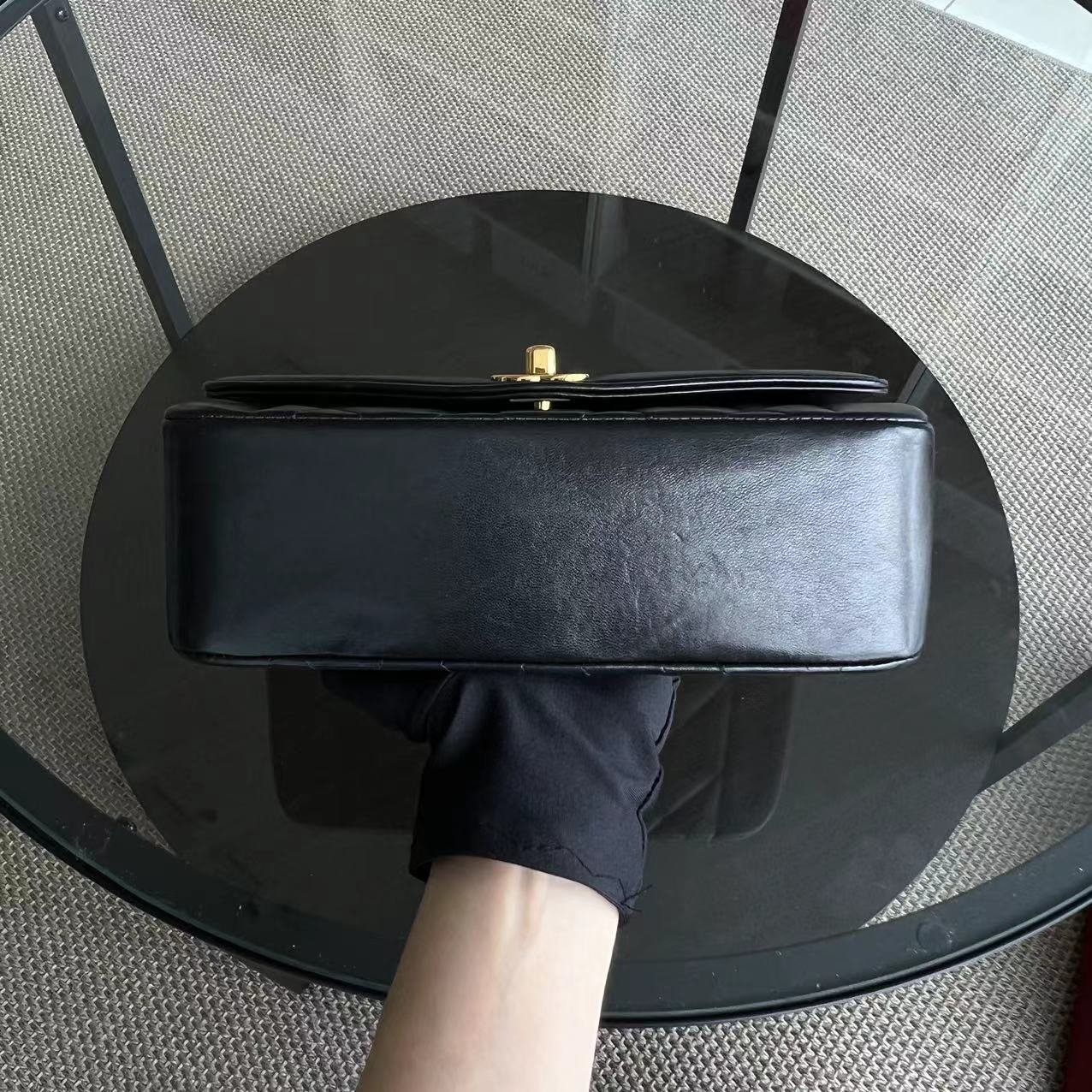 Chanel Vintage Diana Small Quilted Lambskin Black 24K Golden Hardware Series 3 - Luxury Evermore