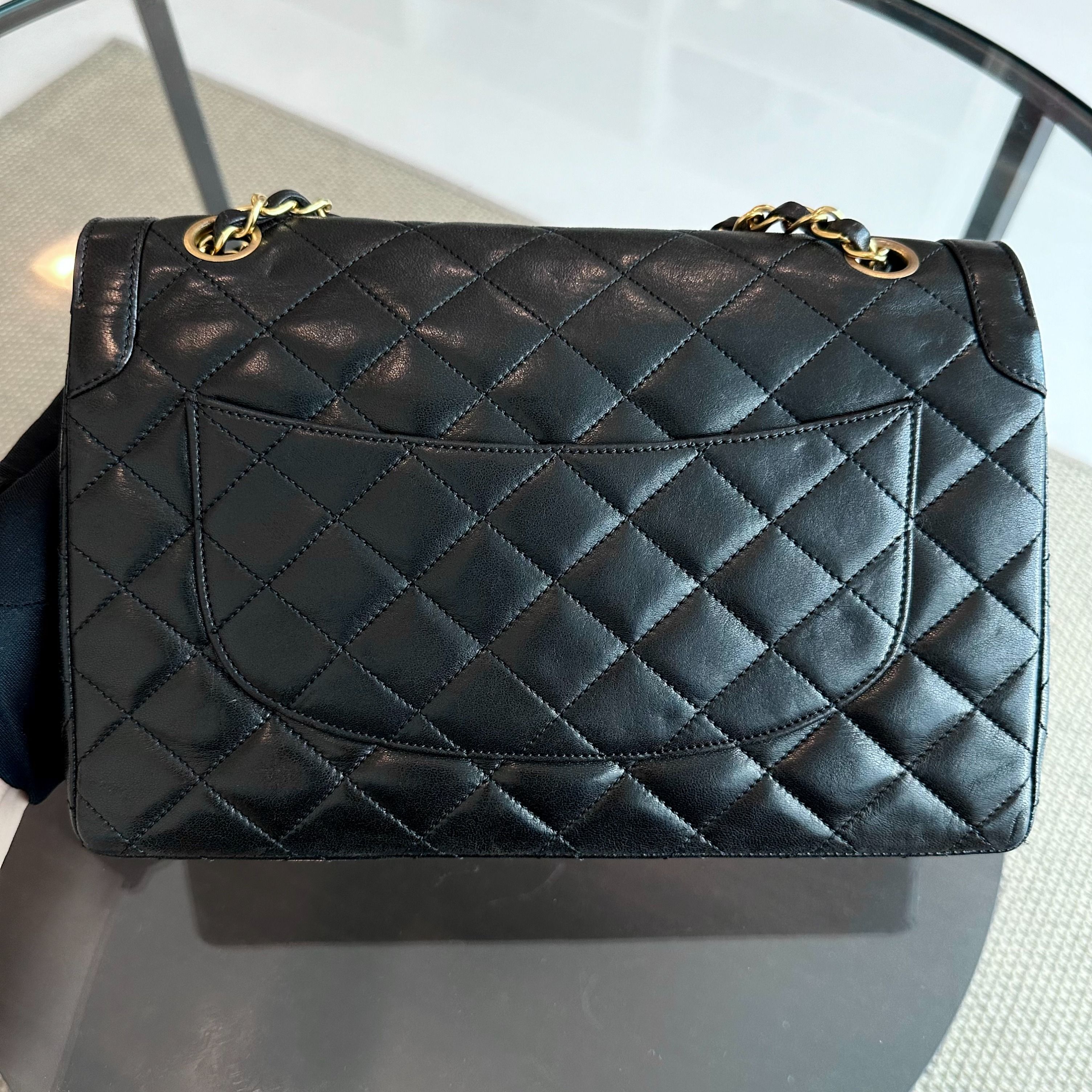 Chanel Vintage Paris CC Double Flap Quilted Calfskin Black GHW No 3 - Luxury Evermore