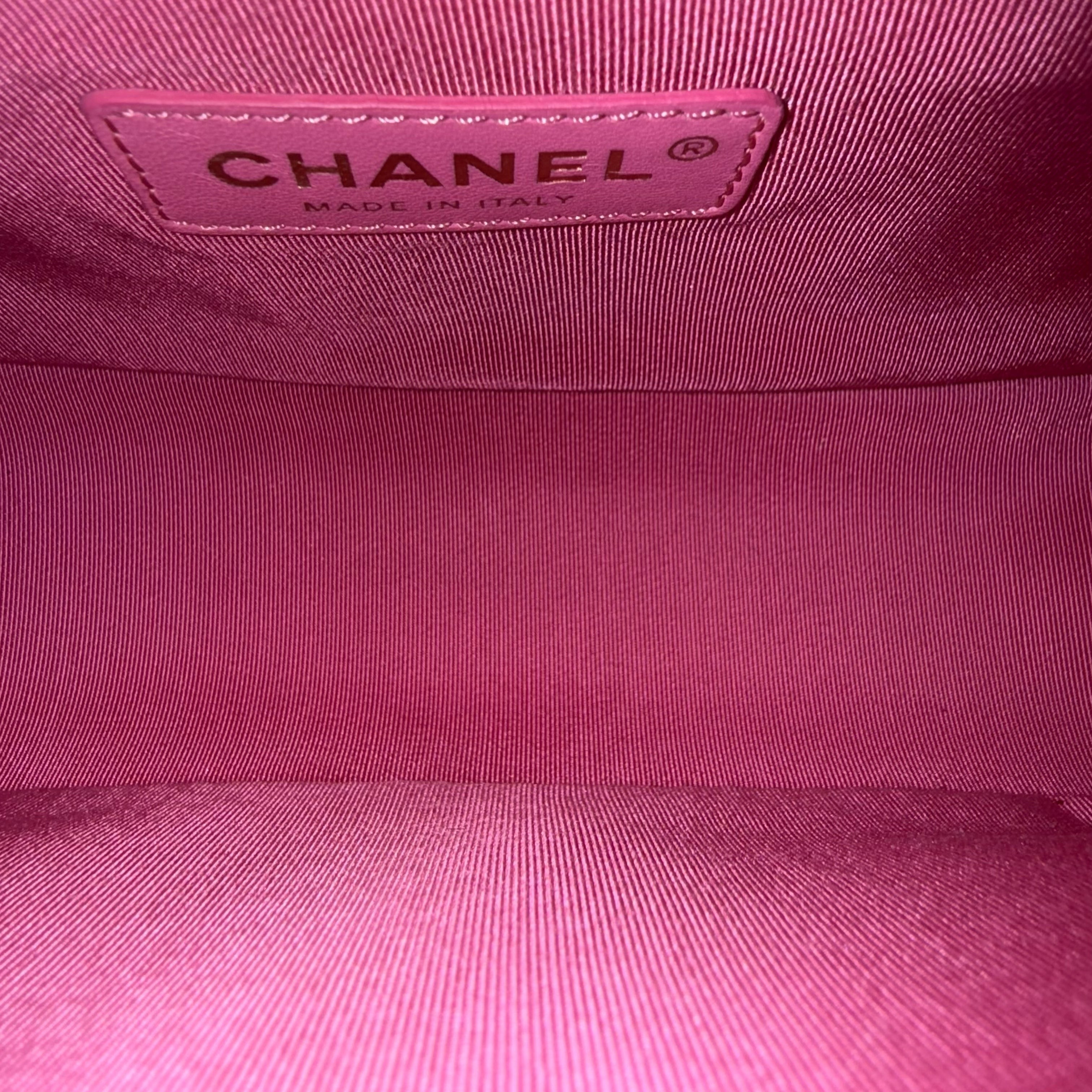Chanel Boy Medium - Caflskin 25CM Quilted Pink Gold Hardware