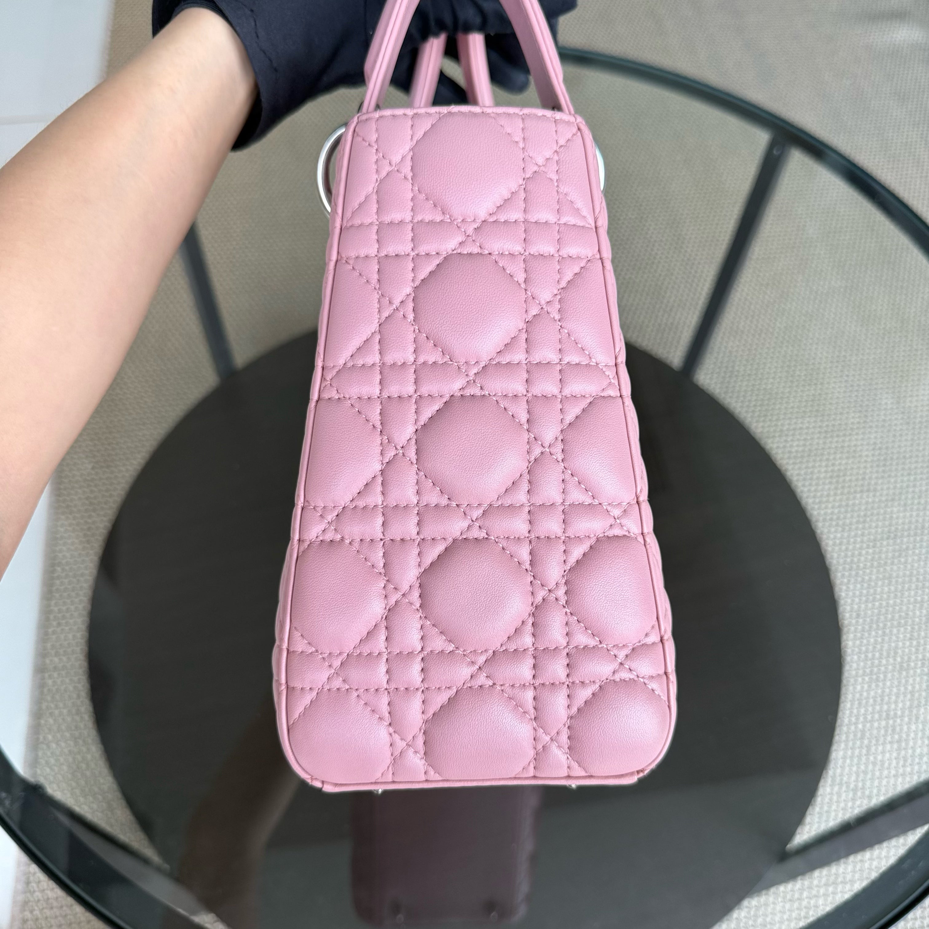 Dior Lady Medium - Cannage Lambskin Pink Silver Hardware