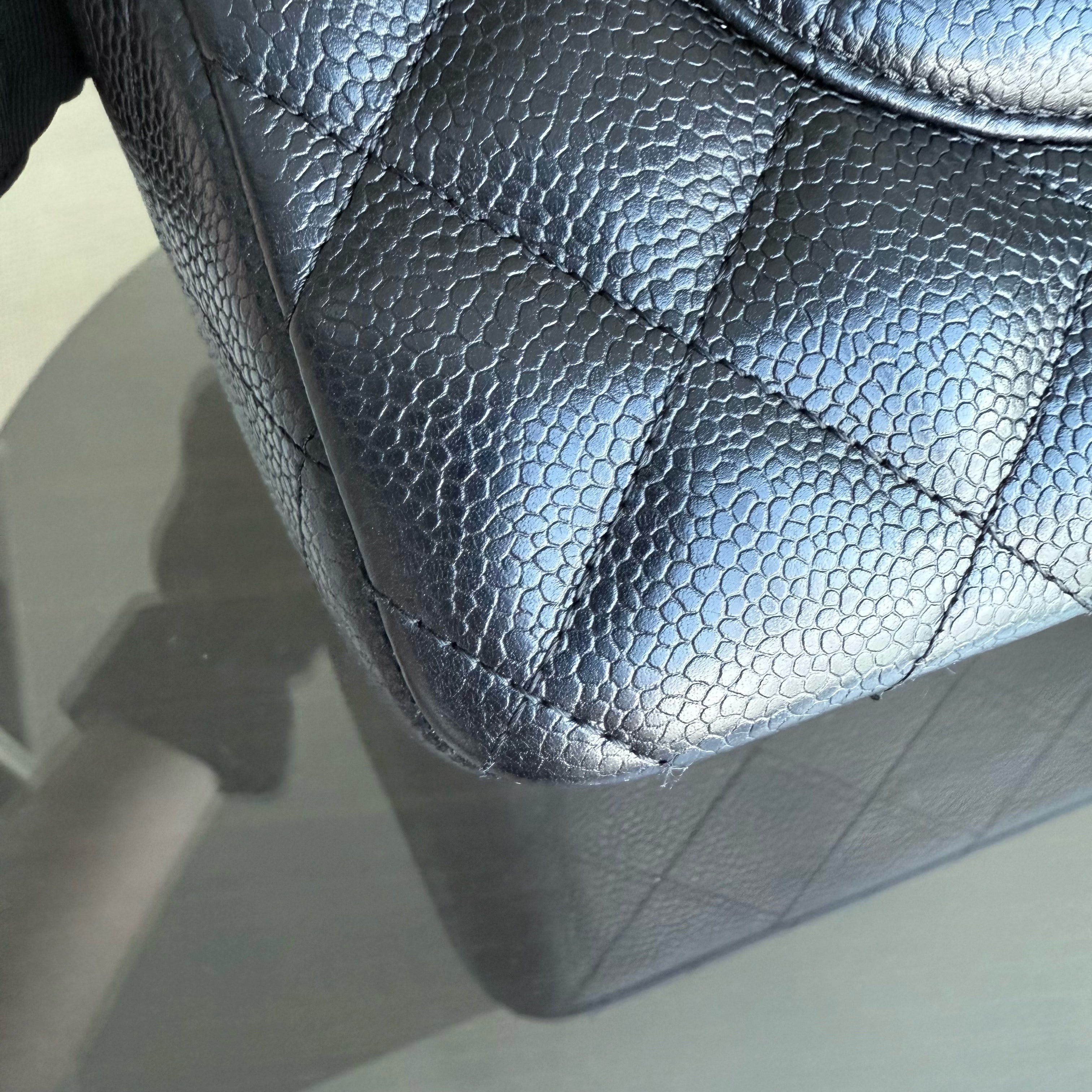 Chanel Classic Flap Jumbo - Caviar Double Flap 30CM Quilted Black Gold Hardware Series 14