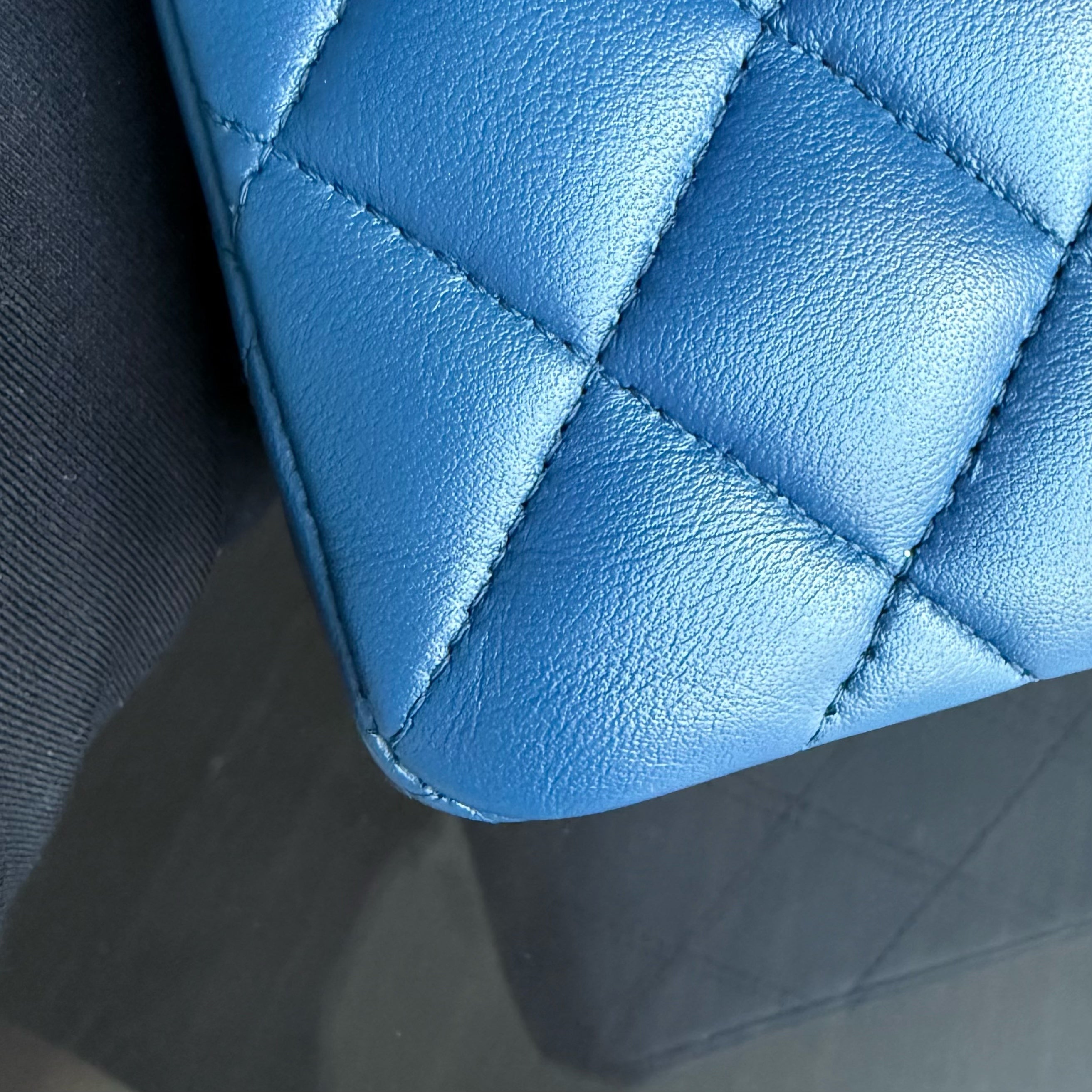 Chanel Classic Flap Small - 23CM Quilted Lambskin Blue Gold Hardware Series 25