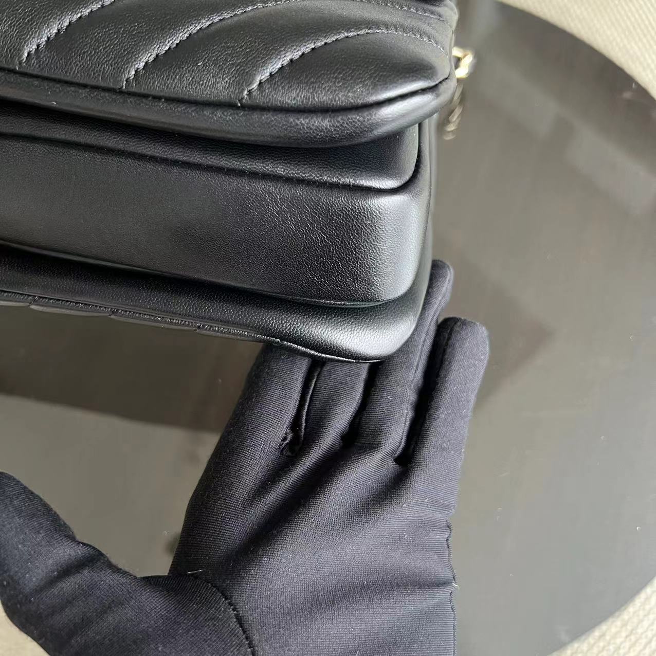 Trendy CC Small 25CM Chevron Lambskin Black Golden Hardware Series 26