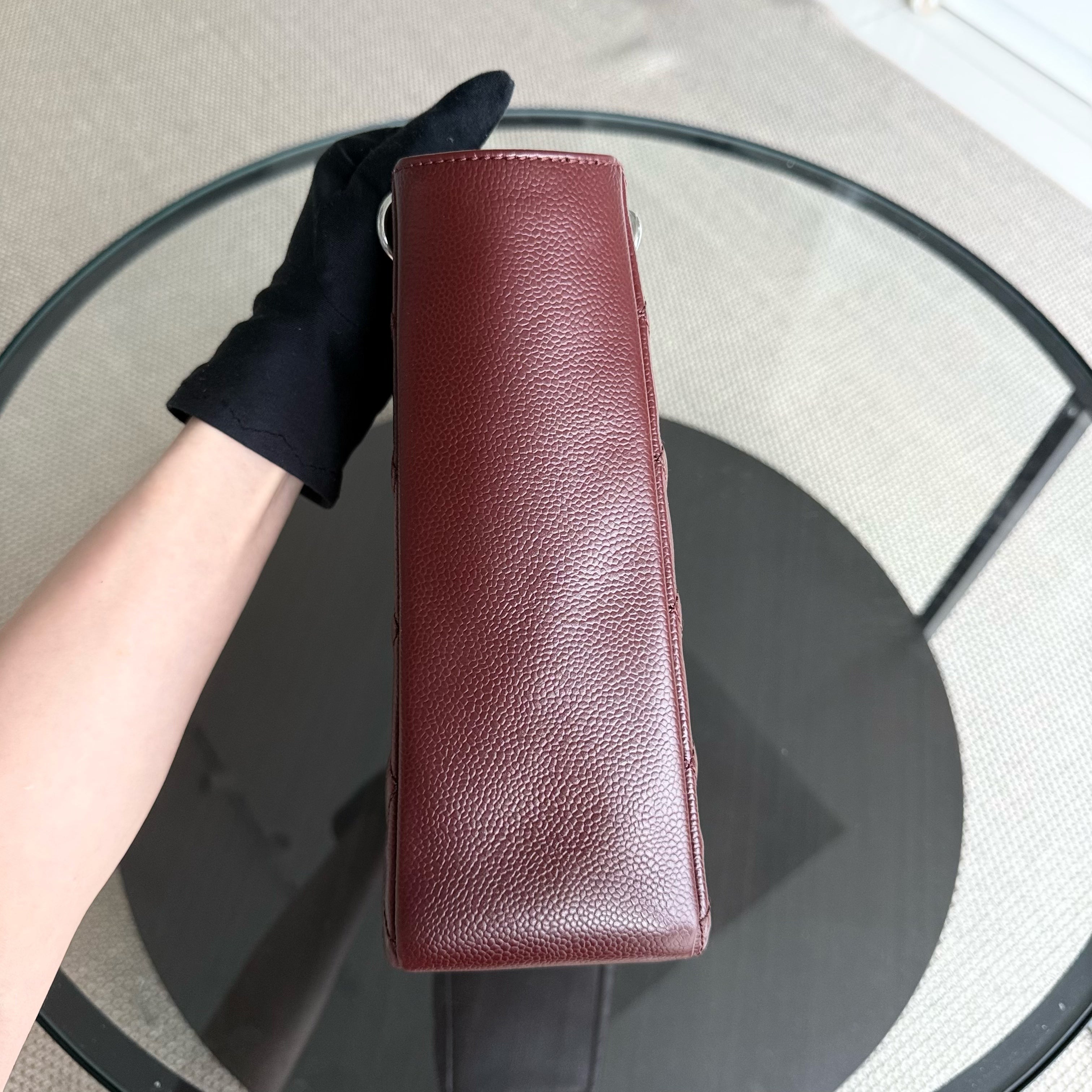 Chanel PST Petite Shopping Tote - Caviar Quilted Burgundy Dark Red Silver Hardware Series 18