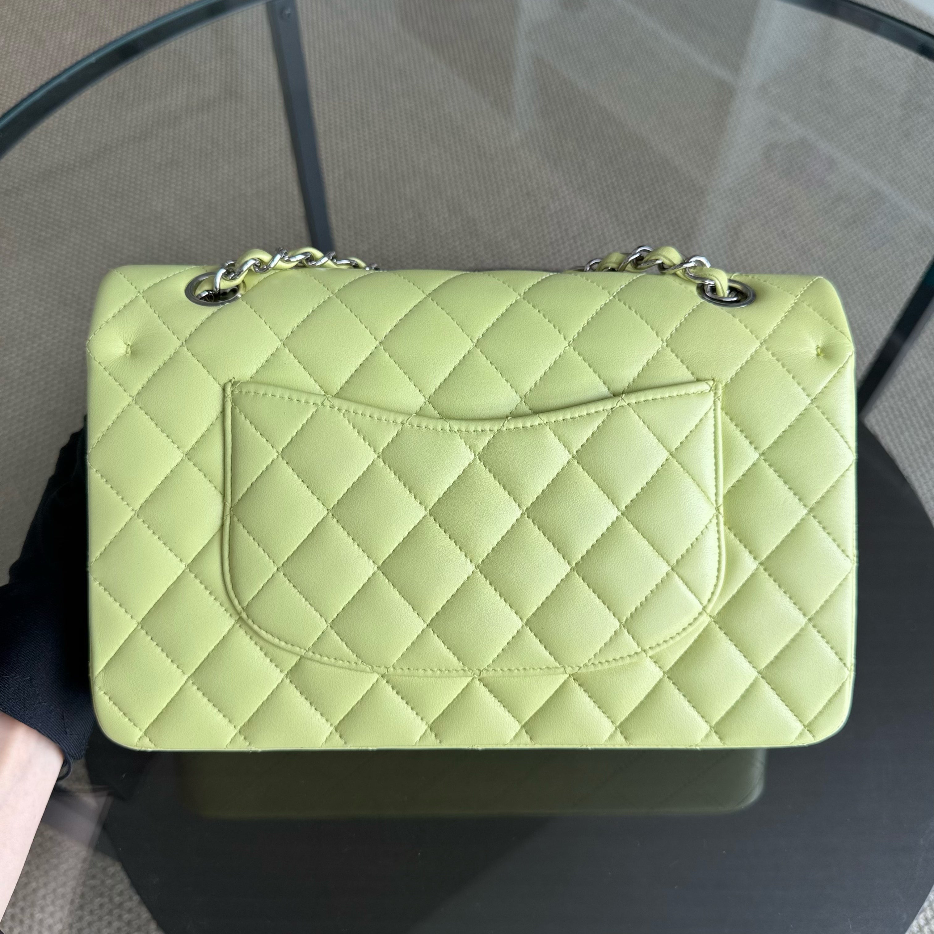 Chanel Classic Flap Medium - 25CM Quilted Lambskin Lime Silver Hardware Series 14