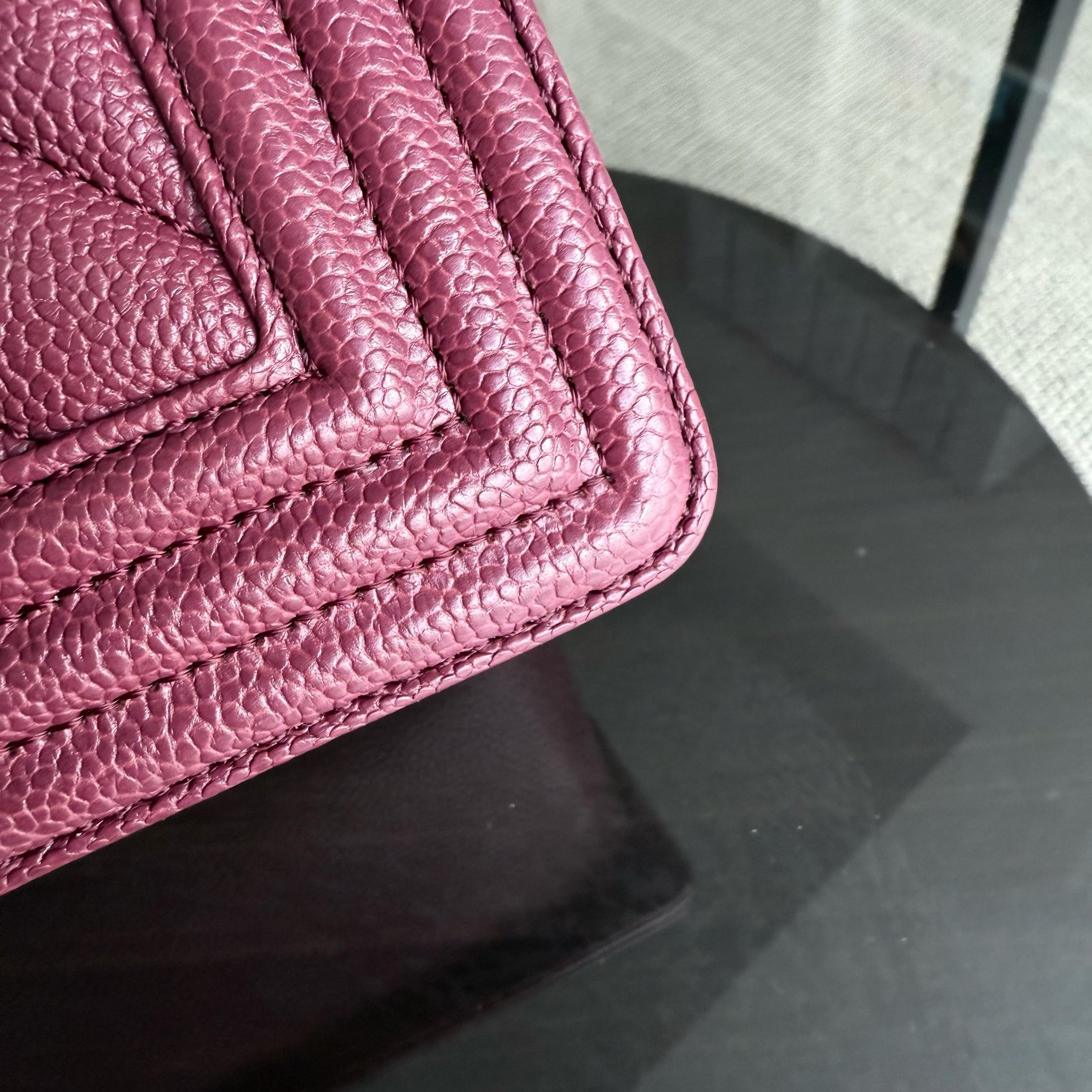 Chanel Boy Medium - Caviar 25CM Chevron Burgundy Gold Hardware Series 24