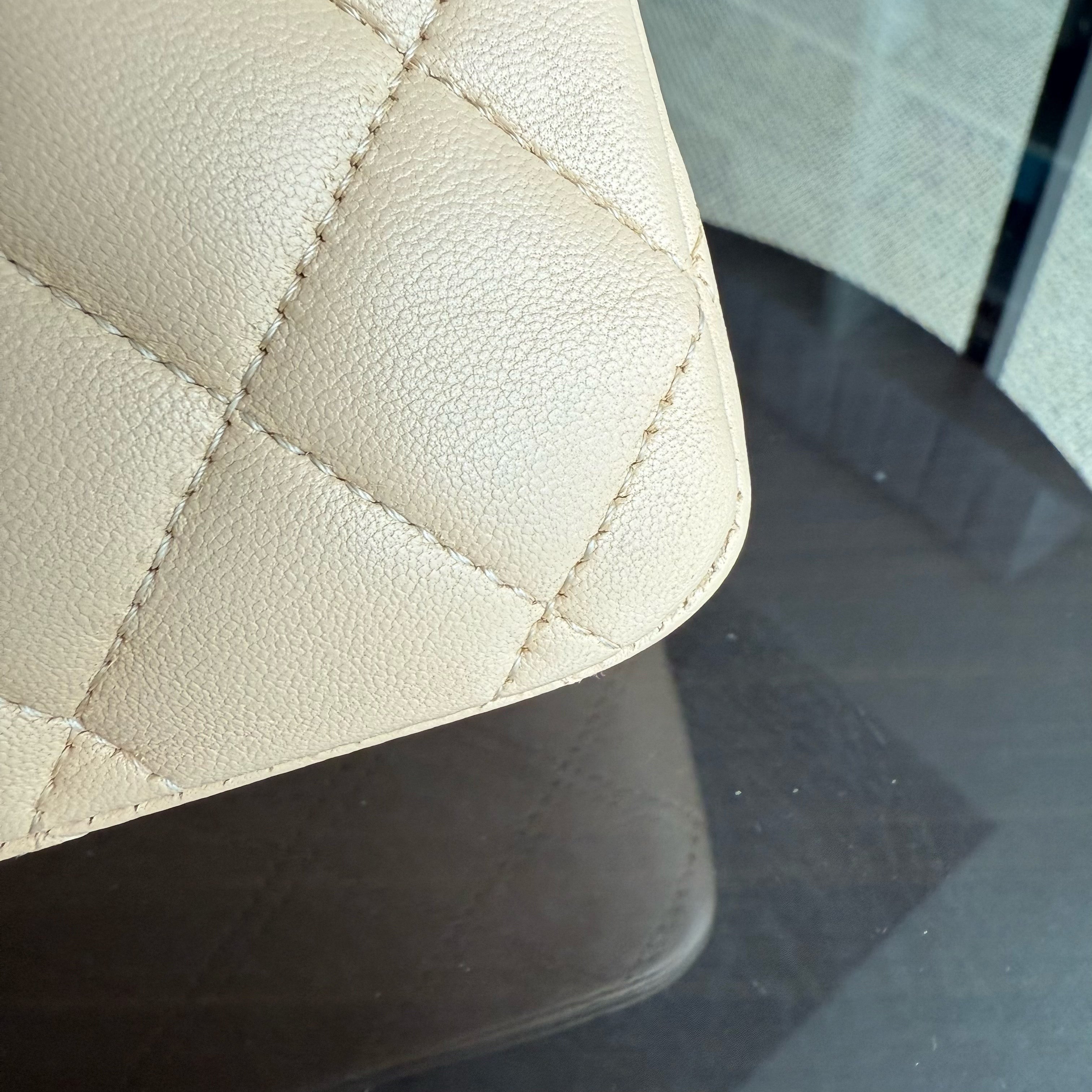 Chanel Classic Flap Medium - 25CM Quilted Lambskin Beige Gold Hardware Series 17