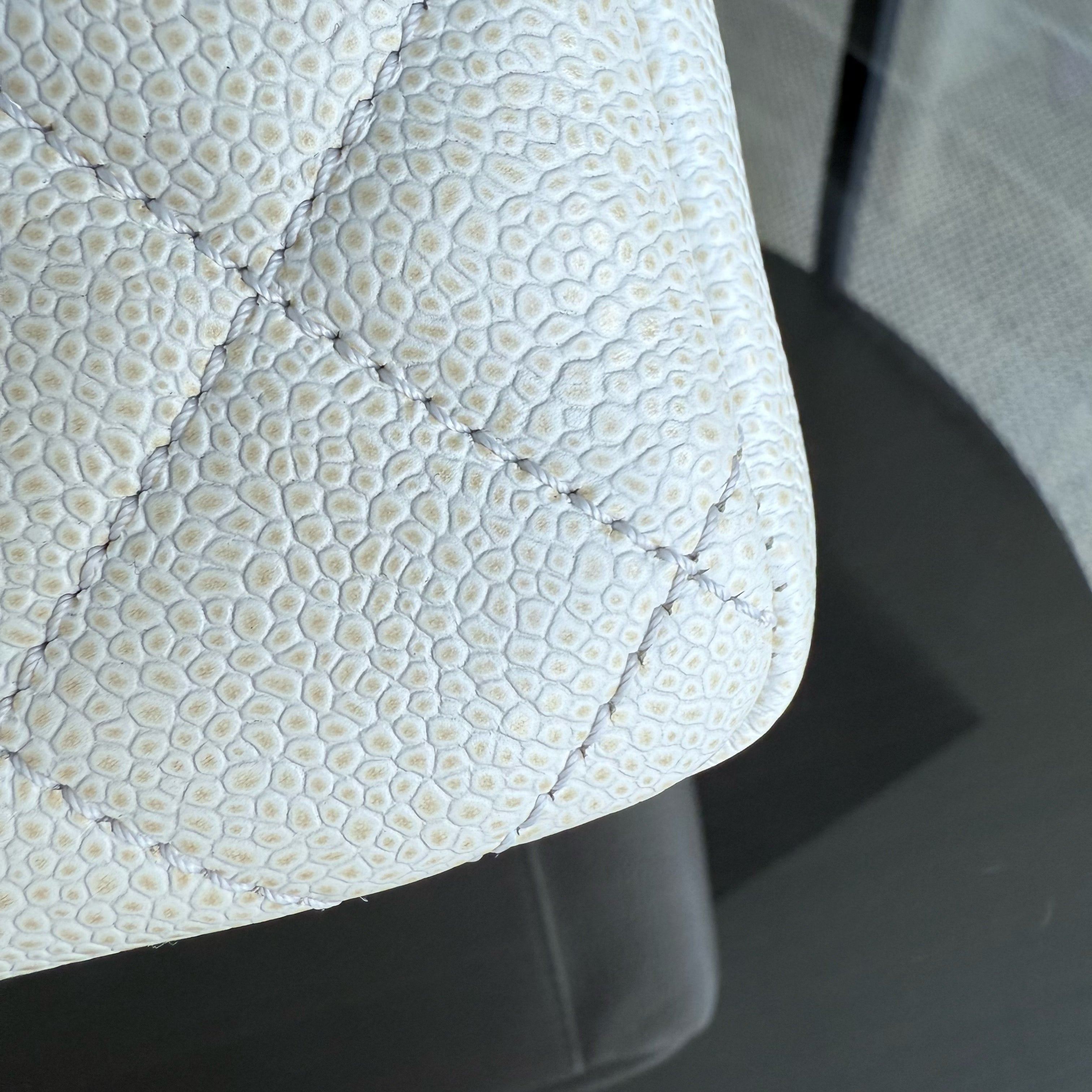 Chanel GST Grand Shopping Tote - Caviar Quilted White Silver Hardware Series 18