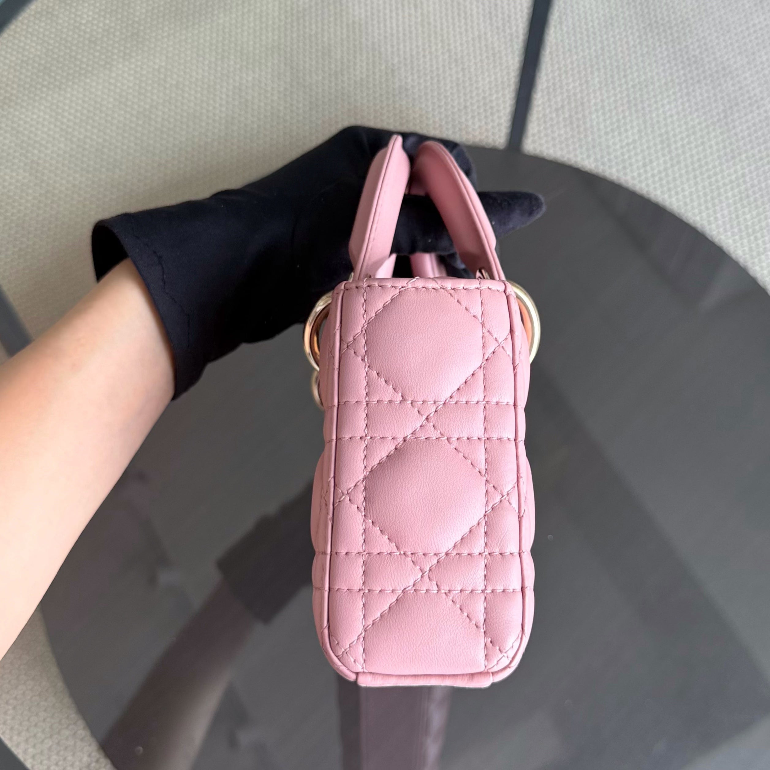 Dior Lady D-Joy Flap Small - Cannage Lambskin Pink Gold Hardware