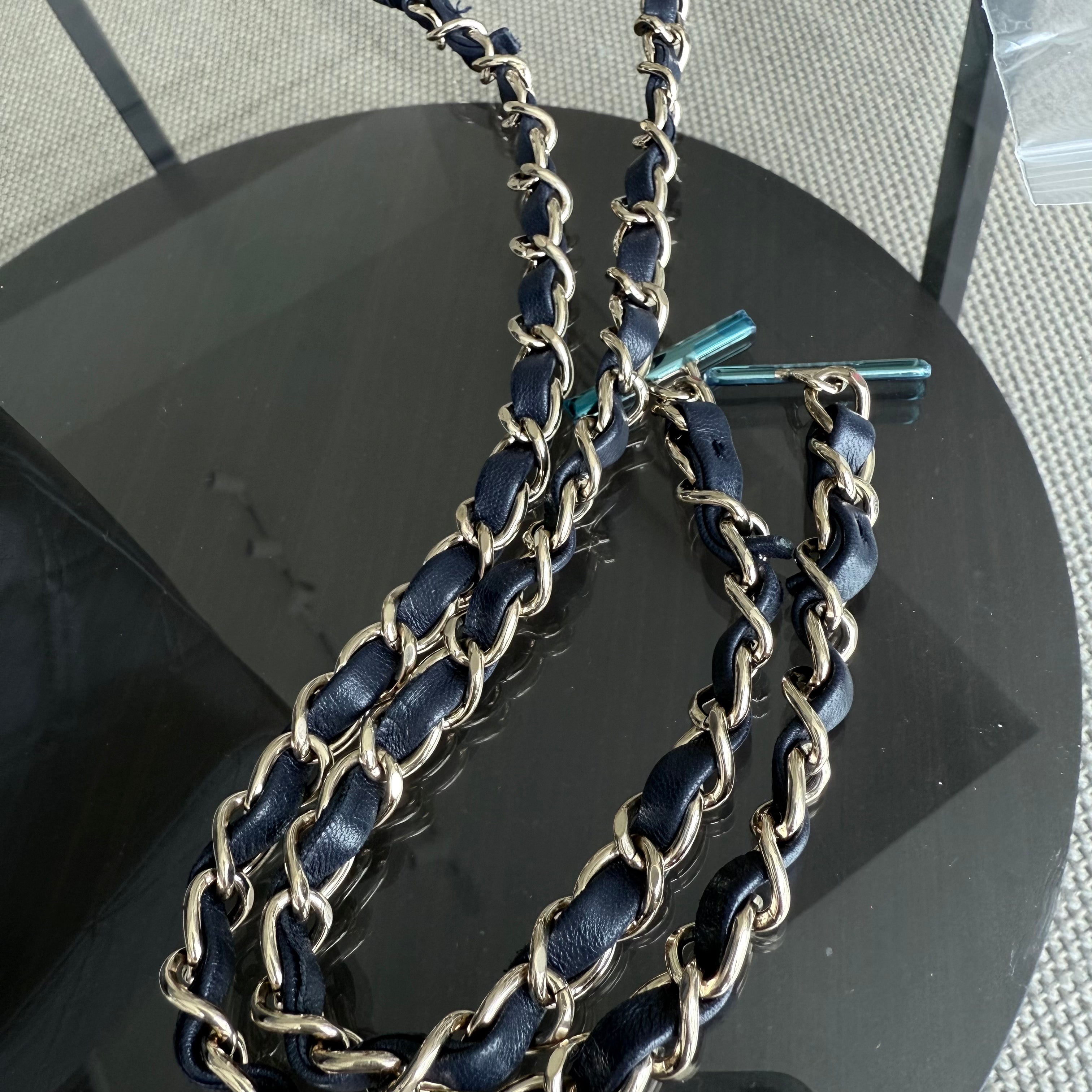 Chanel Trendy CC Large - Quilted Lambskin 30CM Navy Blue Gold Hardware Series 24