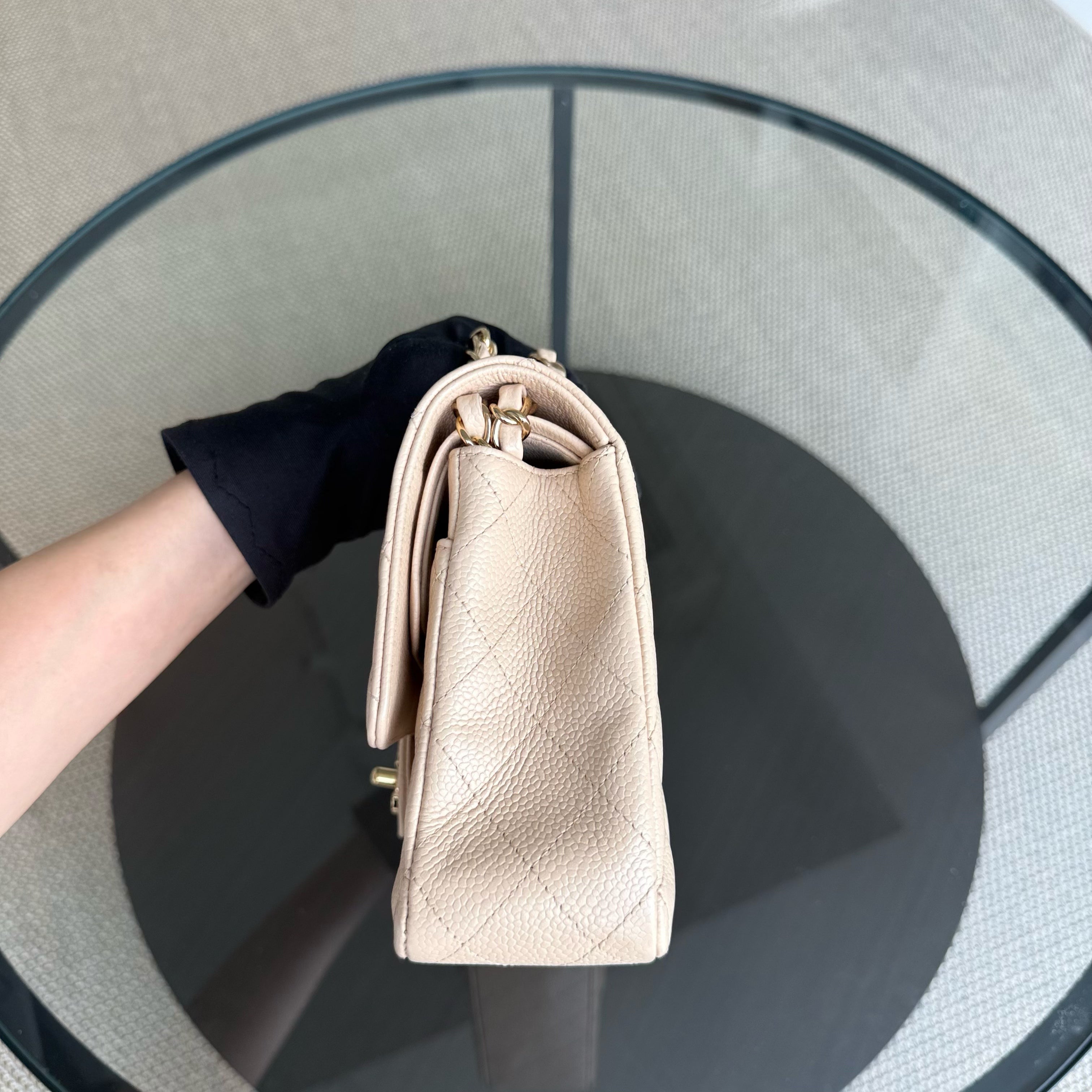 Chanel Classic Flap Medium - Caviar 25CM Quilted Beige Gold Hardware Series 14