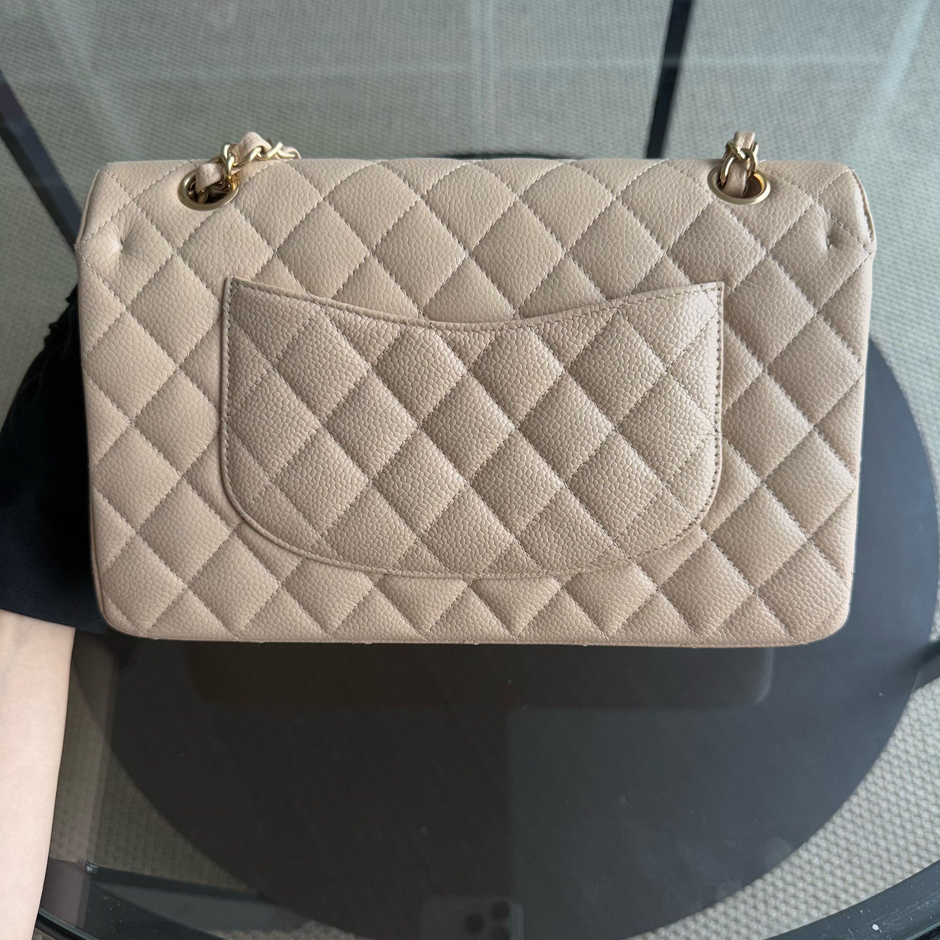 Chanel Classic Flap Medium - Caviar 25CM Quilted Beige Gold Hardware Series 13