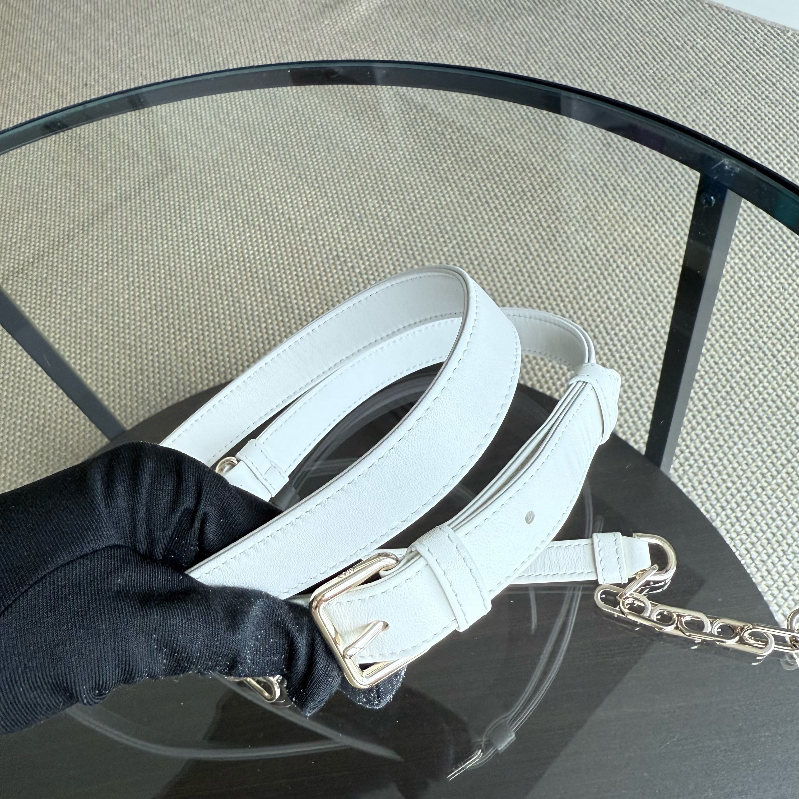 Dior D-joy Medium - Cannage Lambskin White Gold Hardware