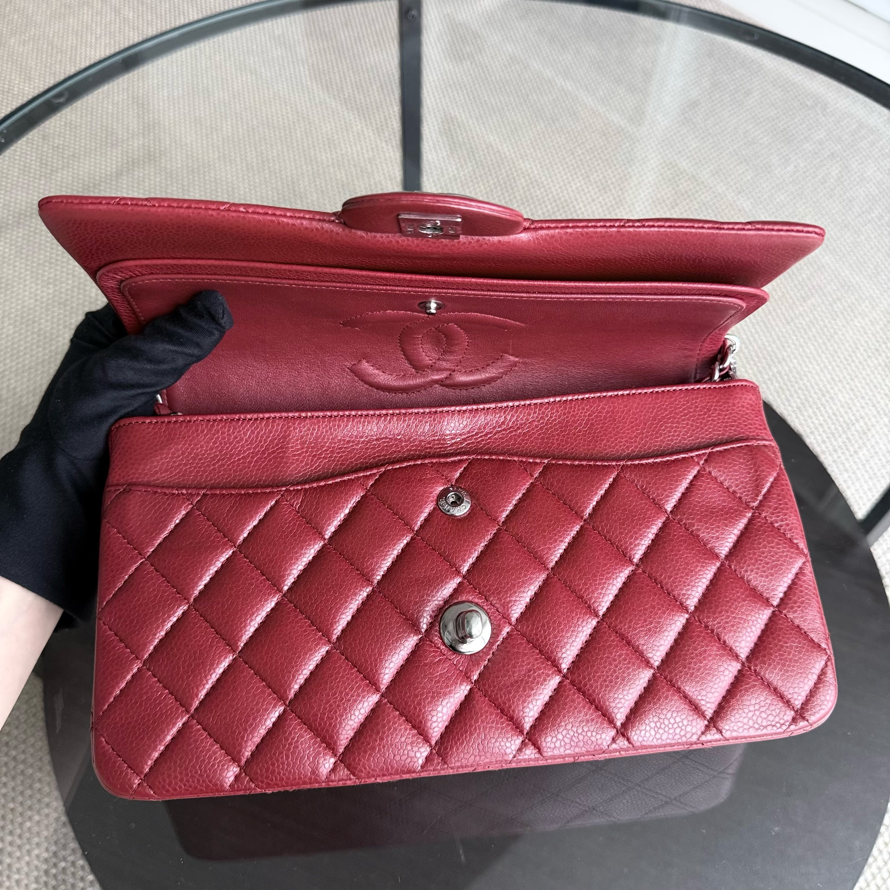 Chanel Classic Flap Medium - Caviar 25CM Quilted Grained Calfskin Red Silver Hardware Series 16