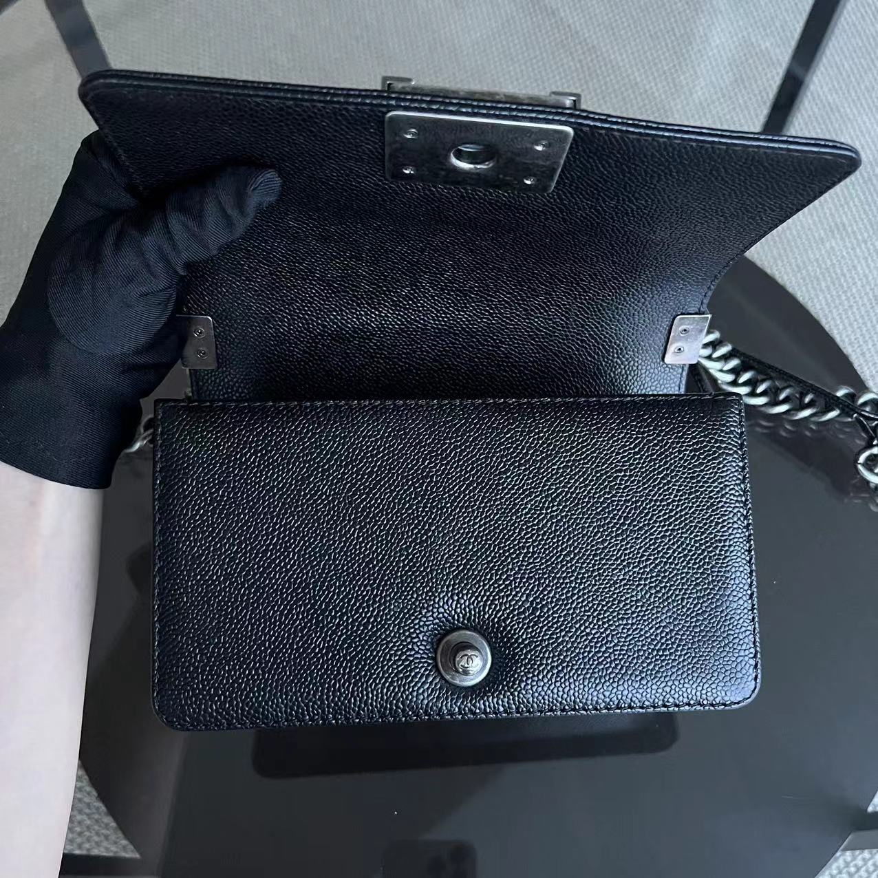 Chanel Boy Small - Caviar Quilted Grained Calfskin Black Ruthenium Silver Hardware Series 19