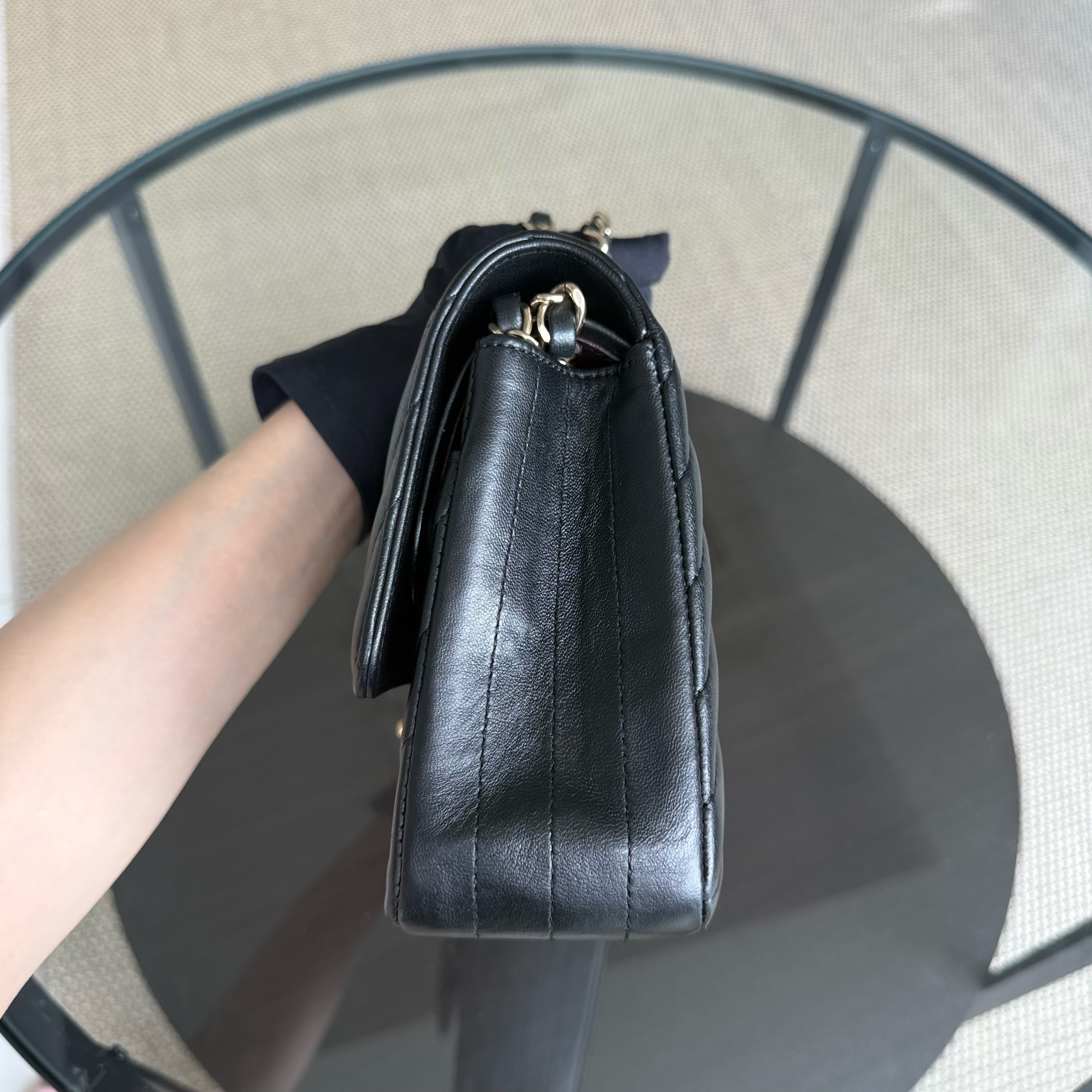 Chanel Classic Flap Medium - 25CM Chevron Lambskin Black Gold Hardware Series 23