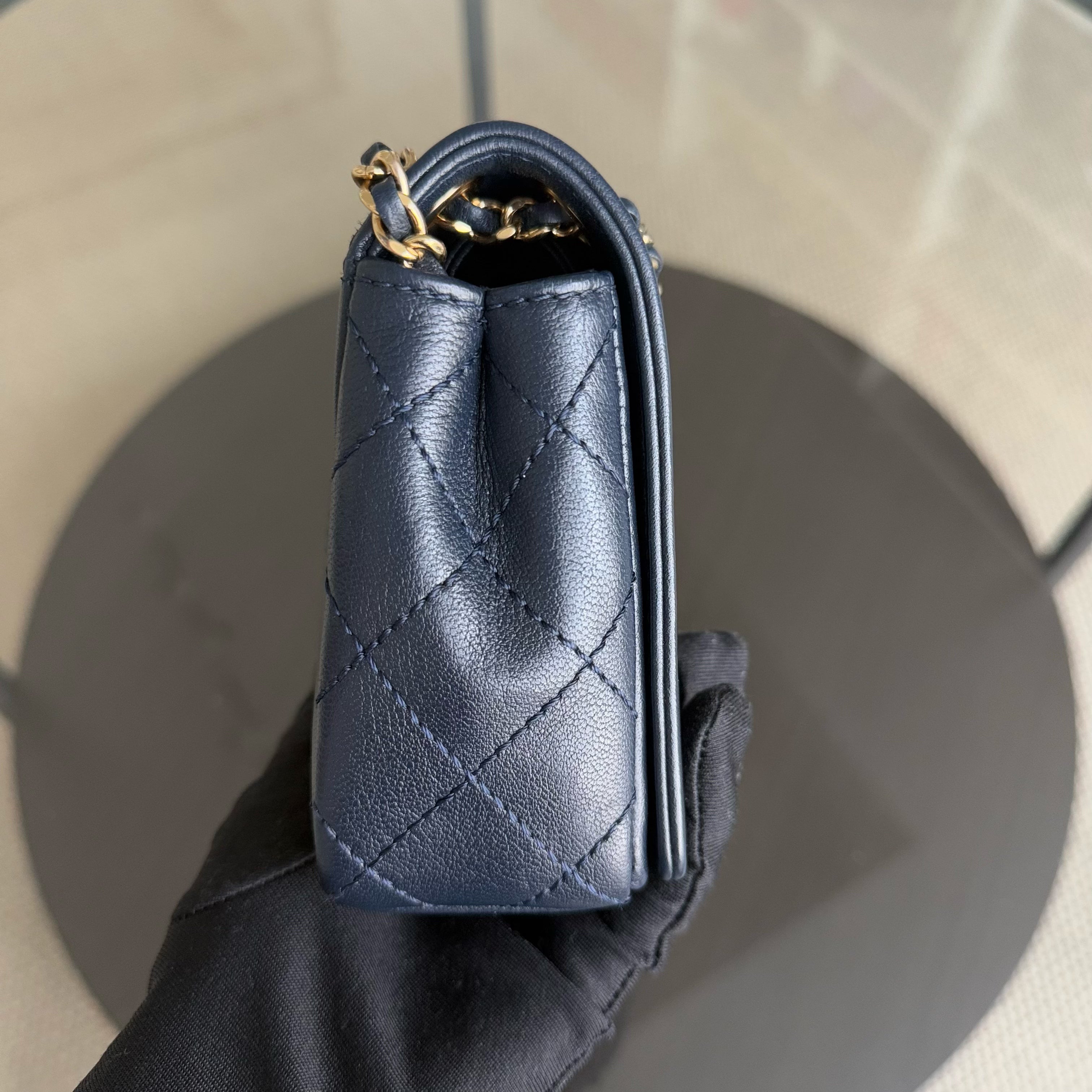 Chanel Mademoiselle Flap Bag - Small 23CM Quilted Lambskin Dark Blue Gold Hardware Series 23
