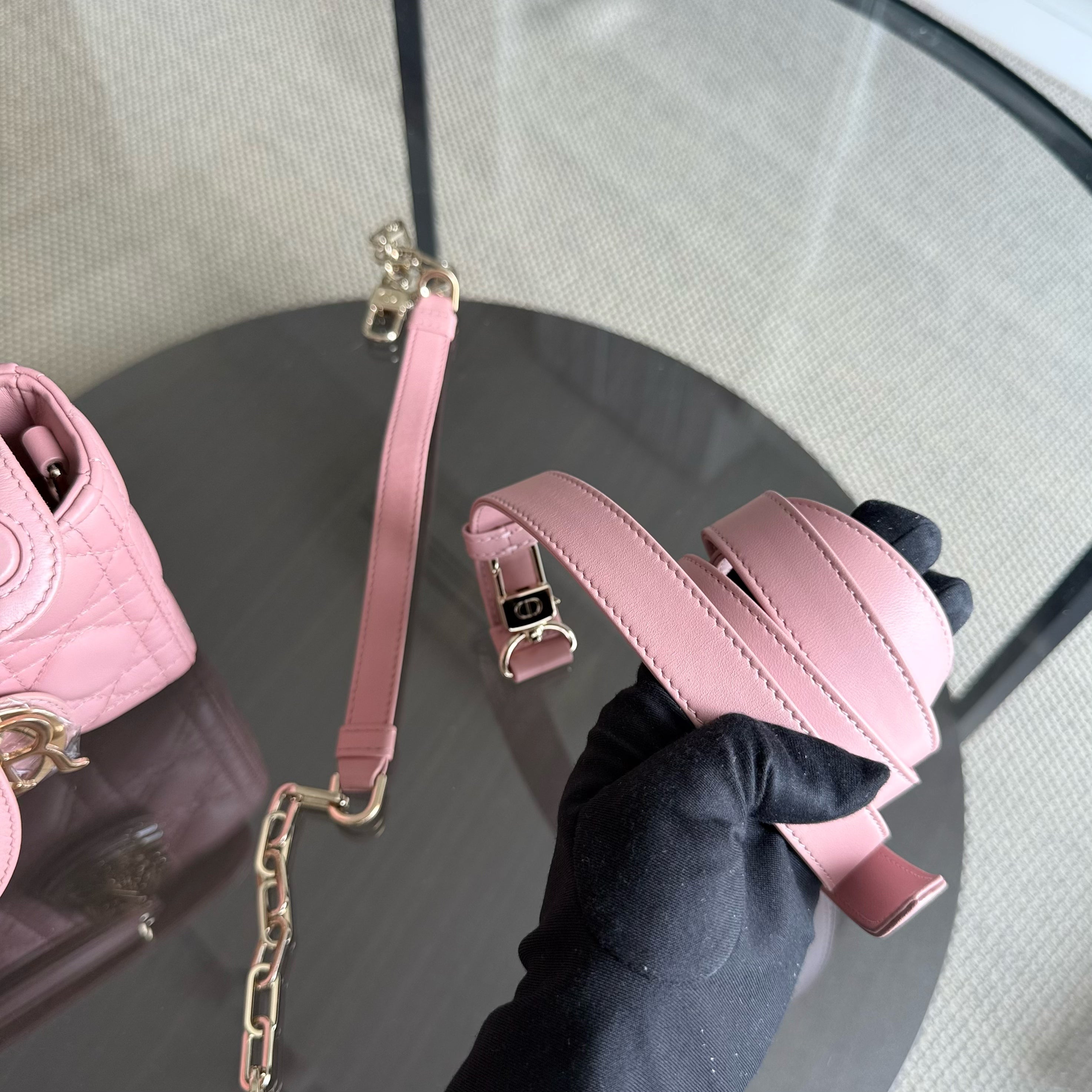 Dior Lady D-Joy Flap Small - Cannage Lambskin Pink Gold Hardware
