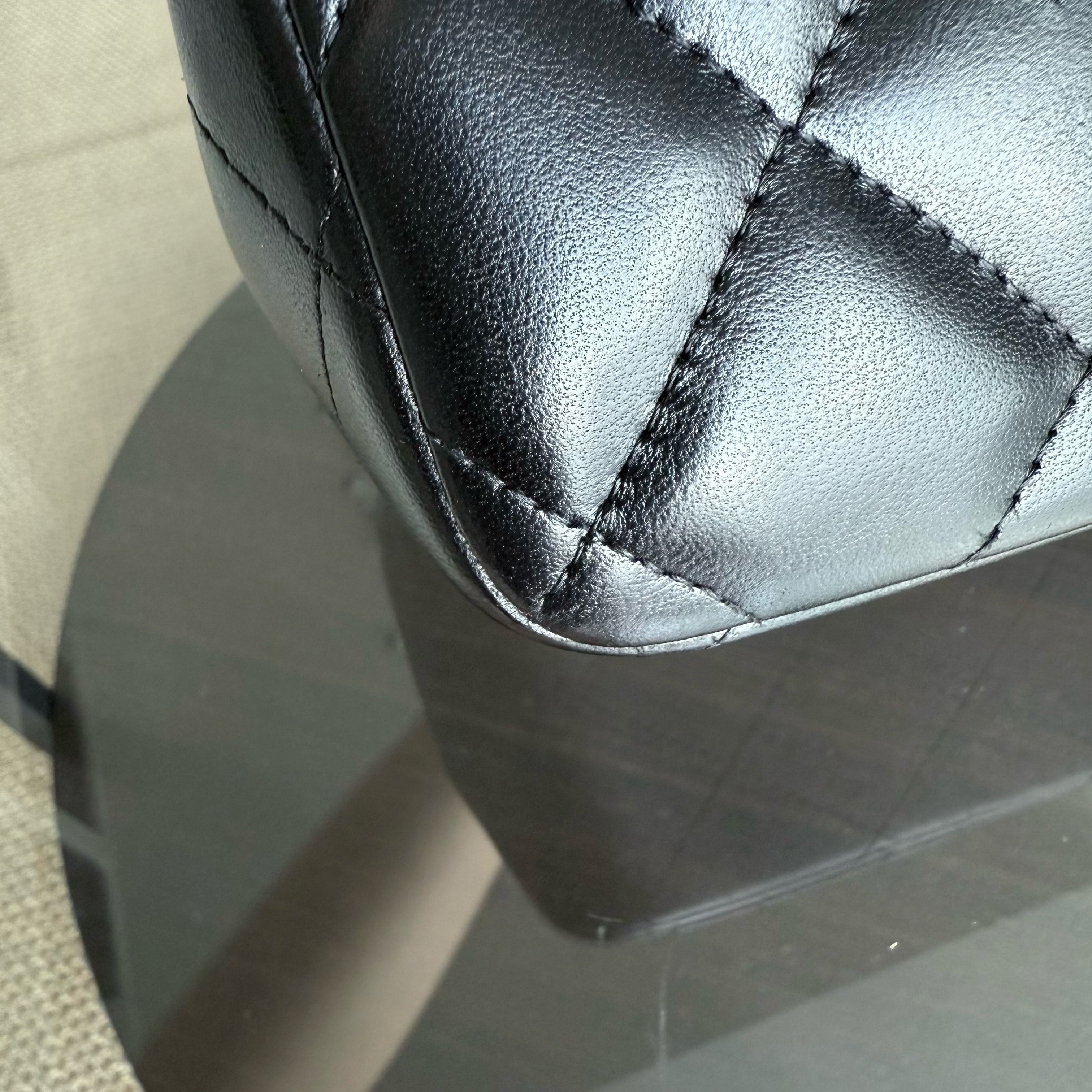 Chanel Classic Flap Jumbo - Double Flap 30CM Quilted Lambskin Black Silver Hardware Series 16