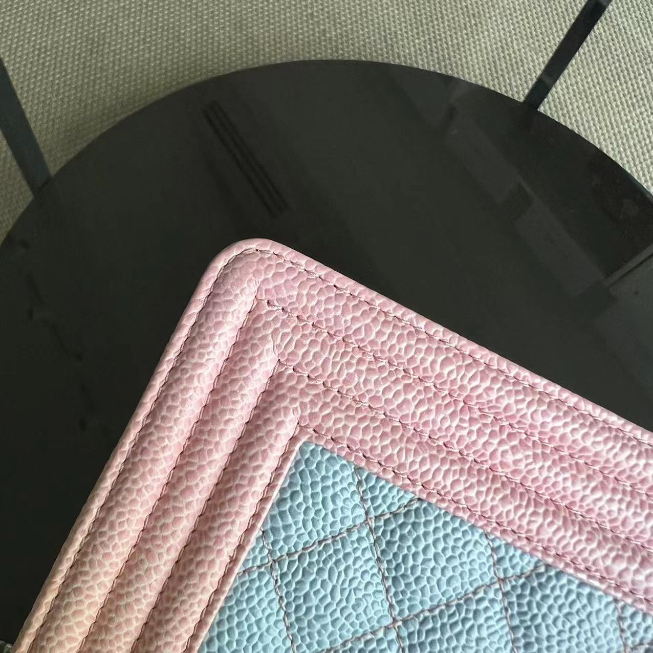 *Unused* Caviar Boy Rainbow Small Quilted Grained Calfskin Multicolor Silver Hardware Series 25