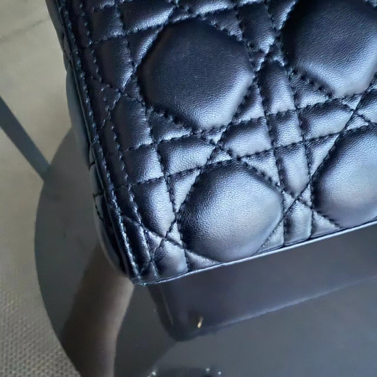 Dior Lady Medium Cannage Lambskin Black Golden Hardware