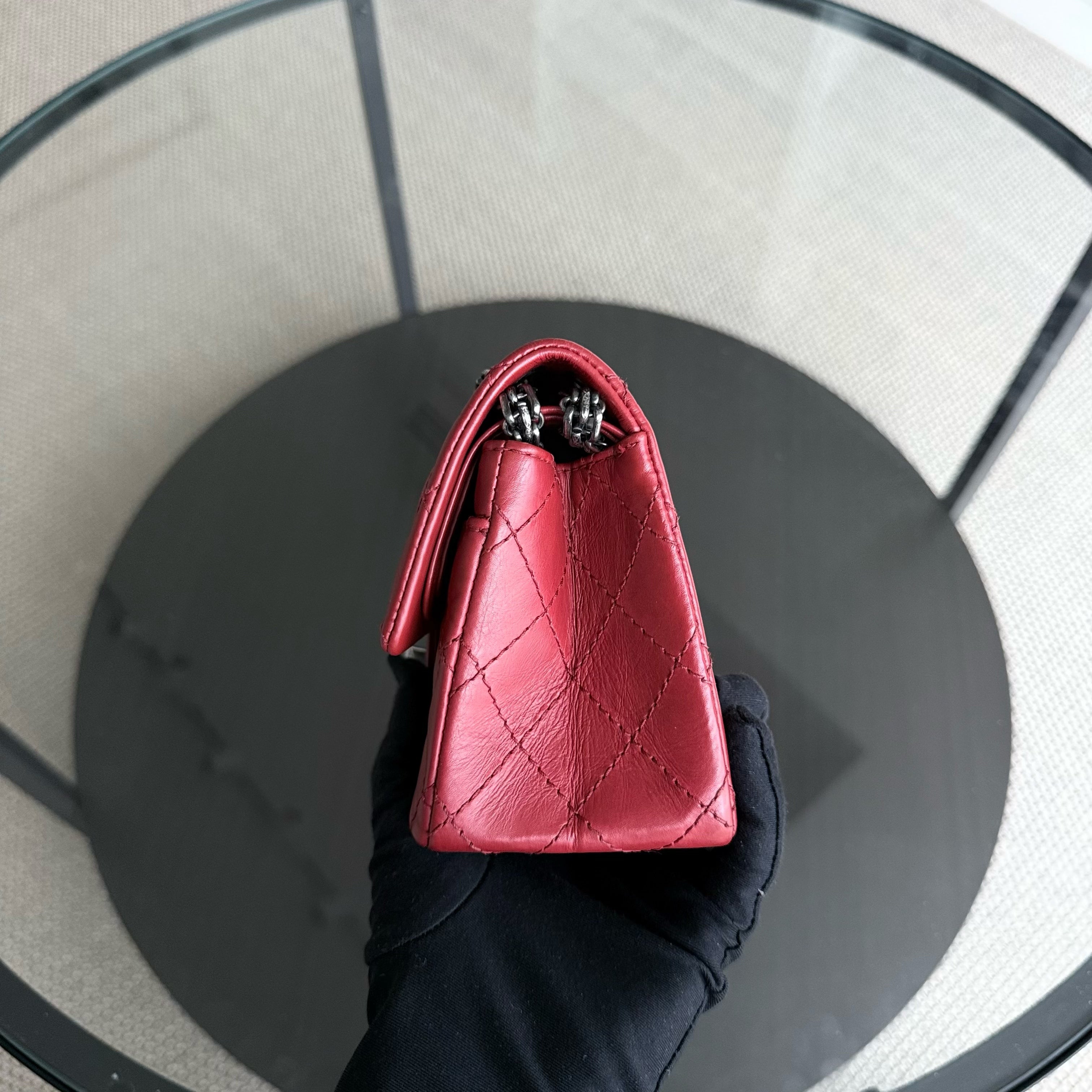 Chanel 2.55 Reissue Mini - 20CM Quilted Aged Calfskin Red Ruthenium Silver Hardware Series 16