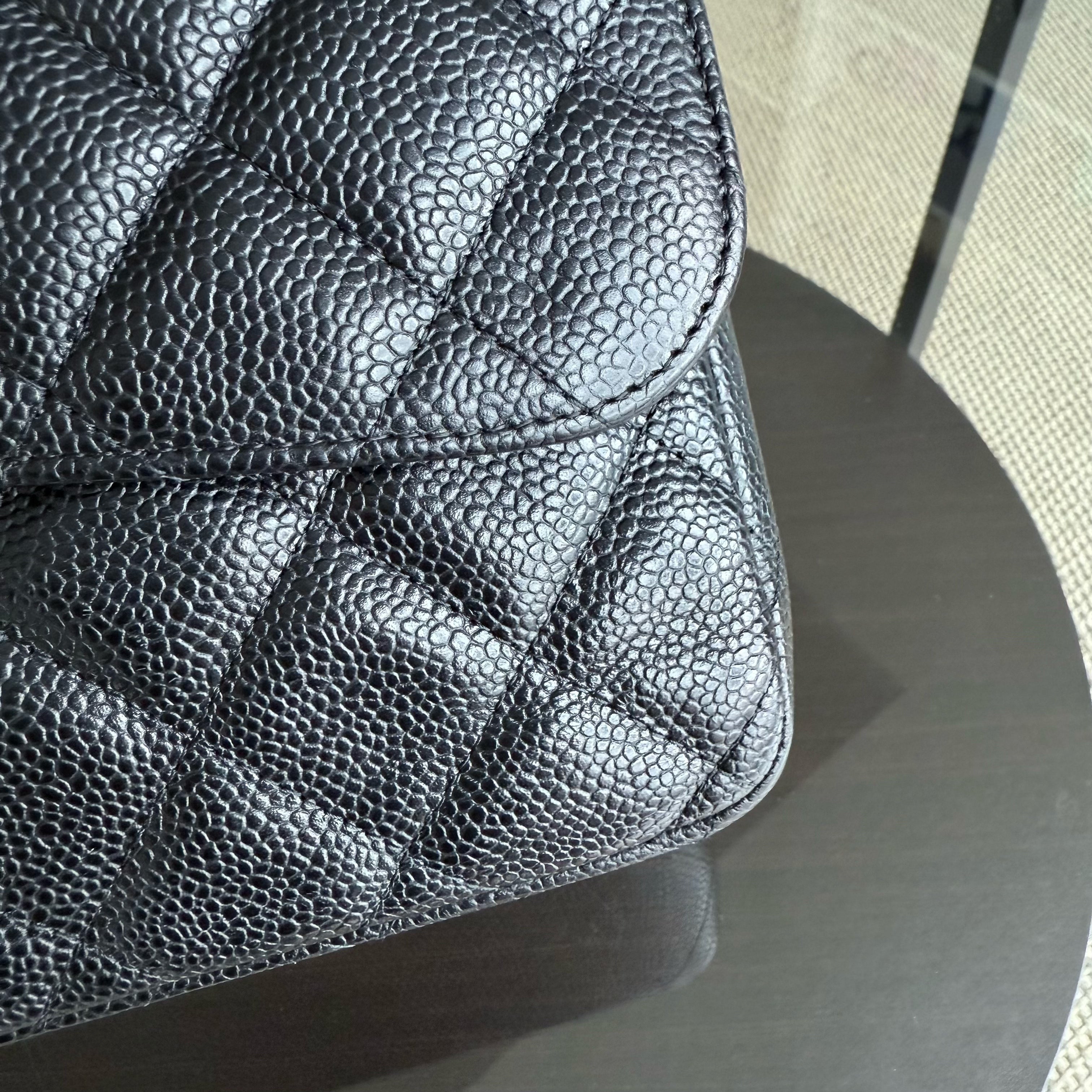 Chanel Classic Flap Jumbo - Double Flap Caviar 30CM Quilted Black Silver Hardware Series 16