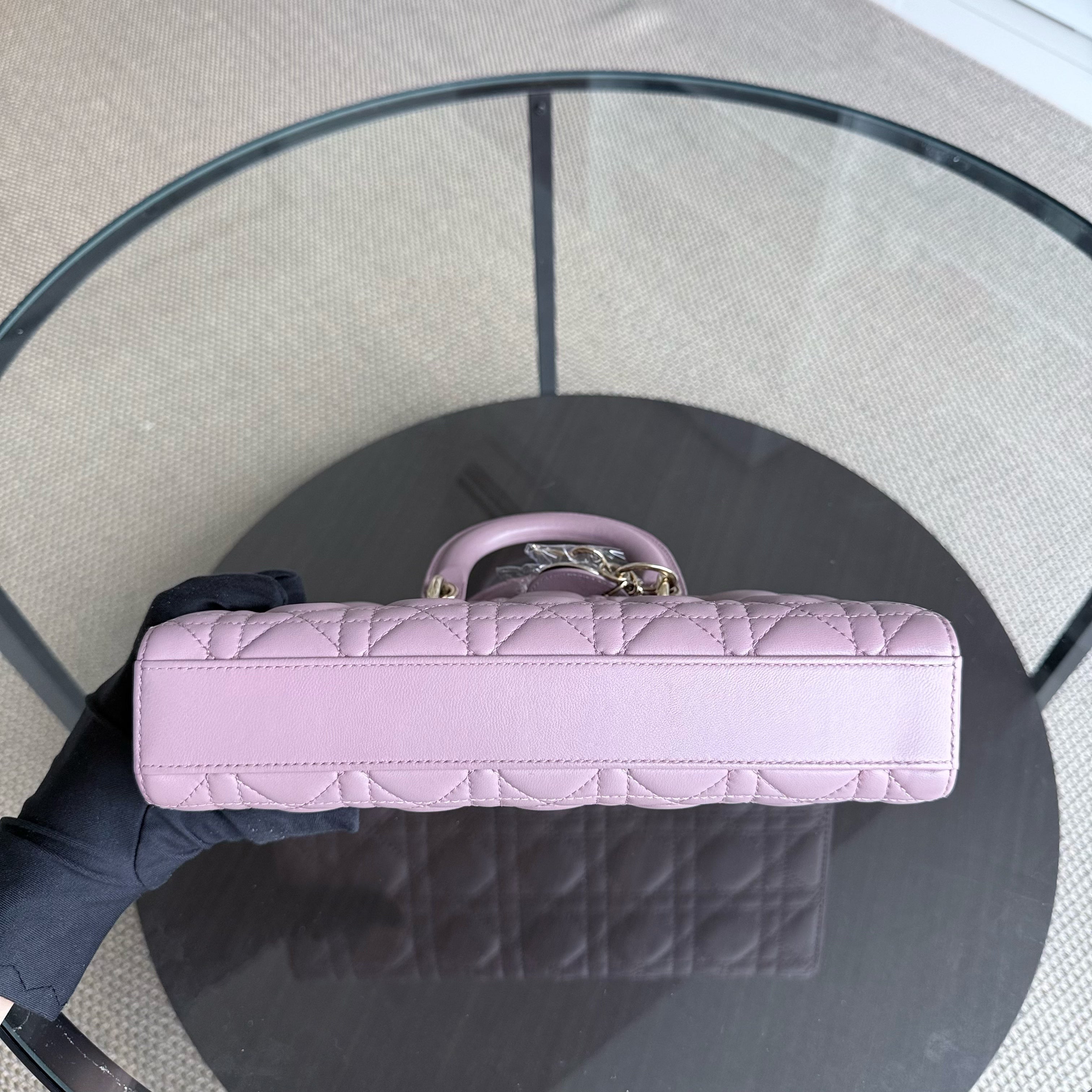 Dior D-Joy Medium - Cannage Lambskin Pink Gold Hardware
