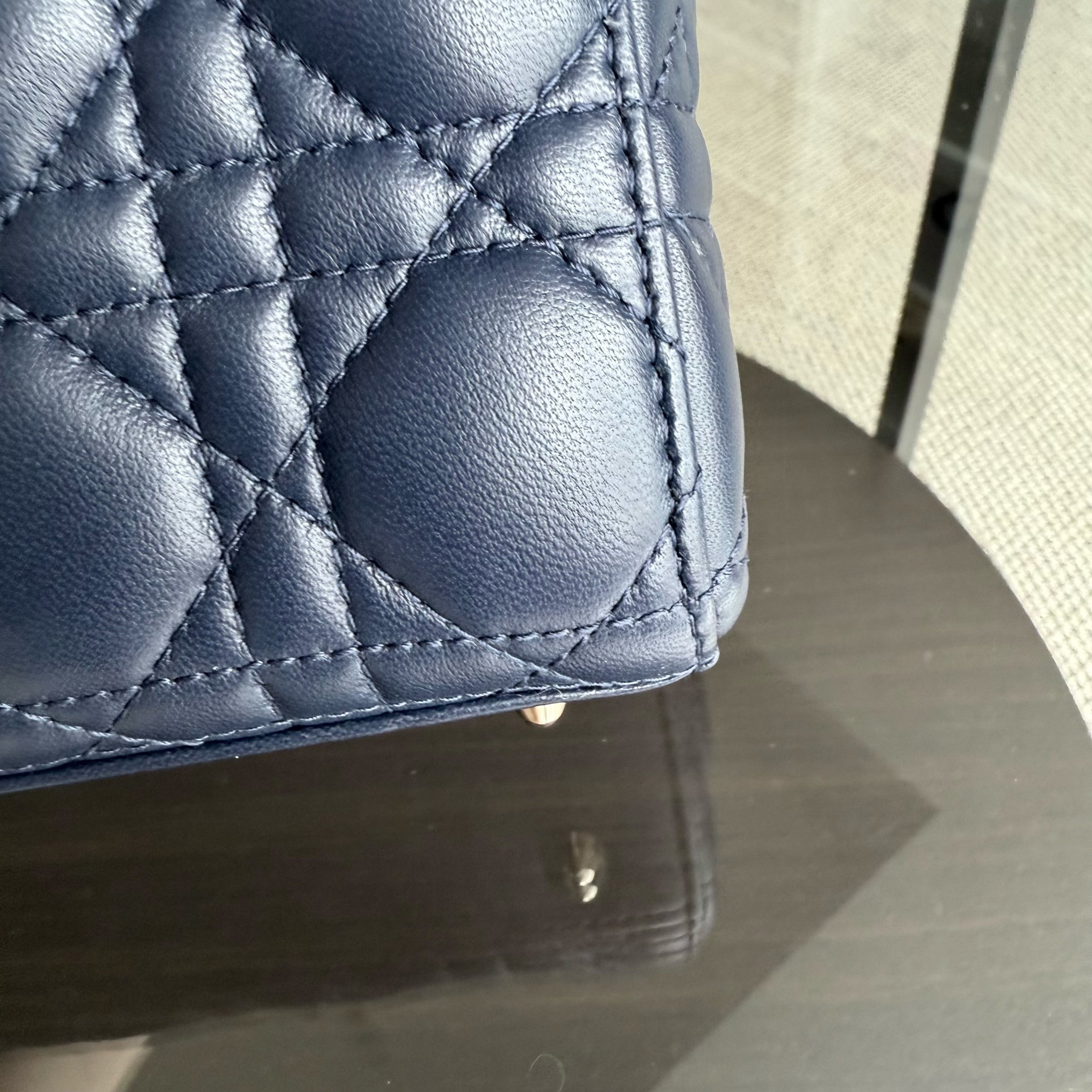 Dior Lady Small - Cannage Lambskin Dark Blue Gold Hardware