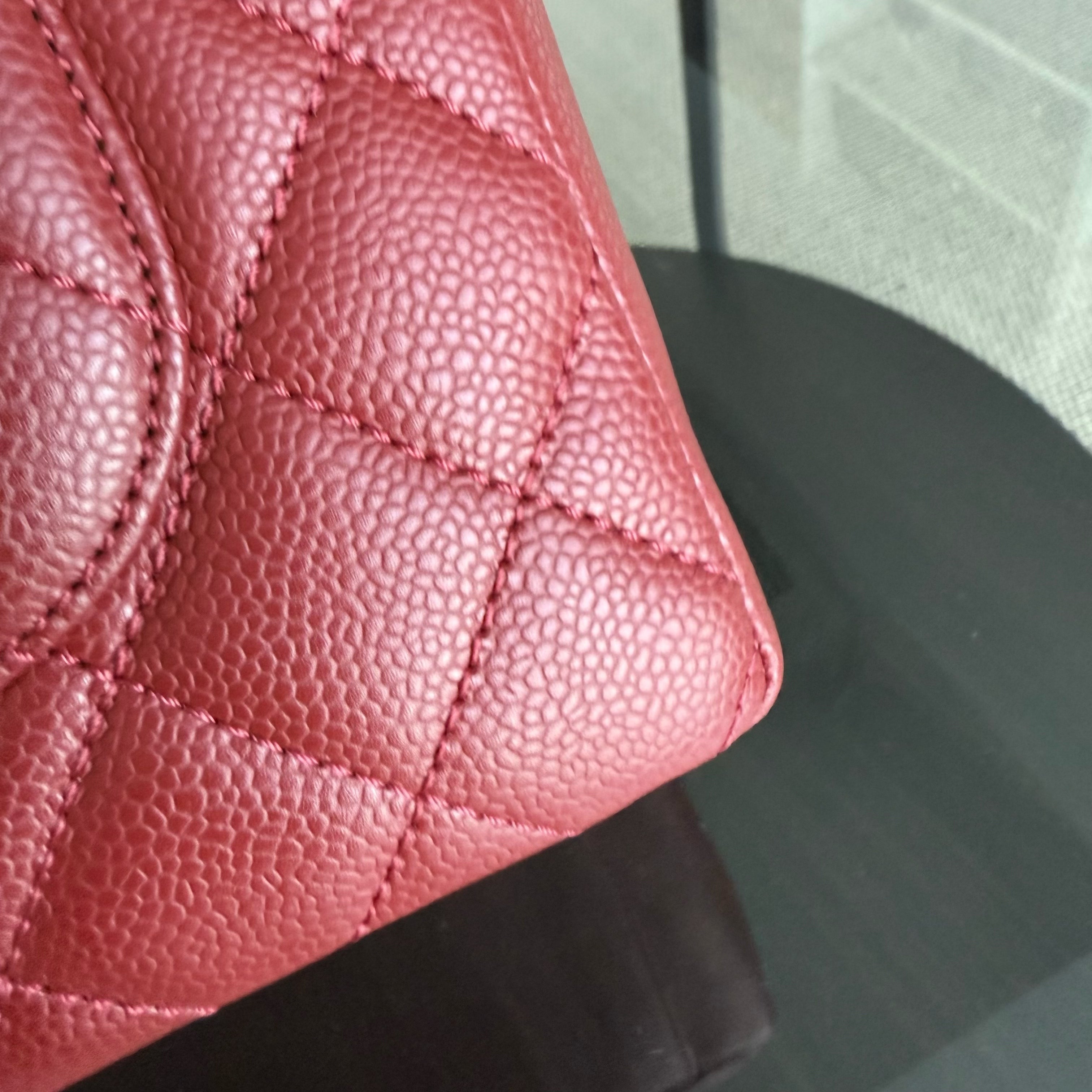 Chanel PST Petite Shopping Tote - Caviar Quilted Red Silver Hardware Series 13