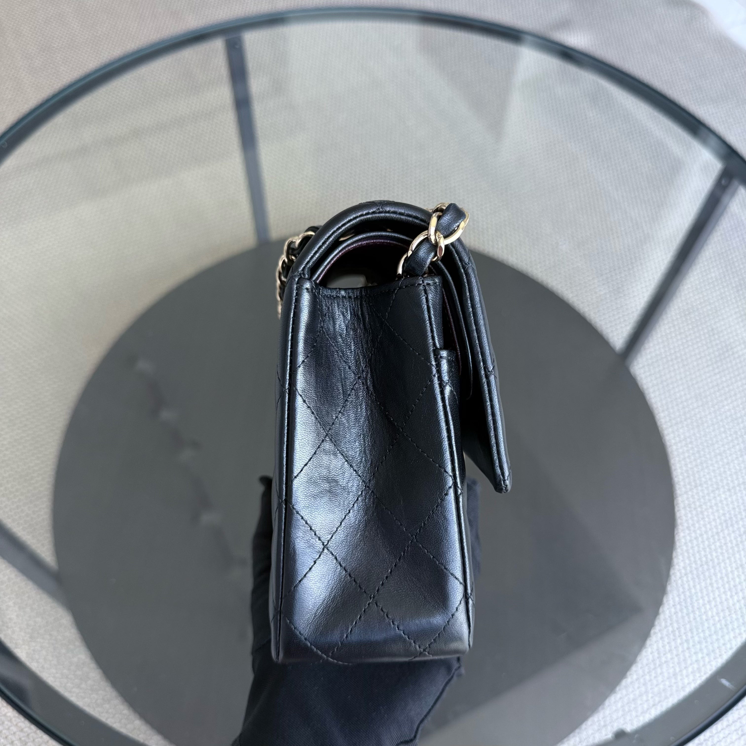 Chanel Classic Flap Medium - 25CM Quilted Lambskin Black Gold Hardware Series 18