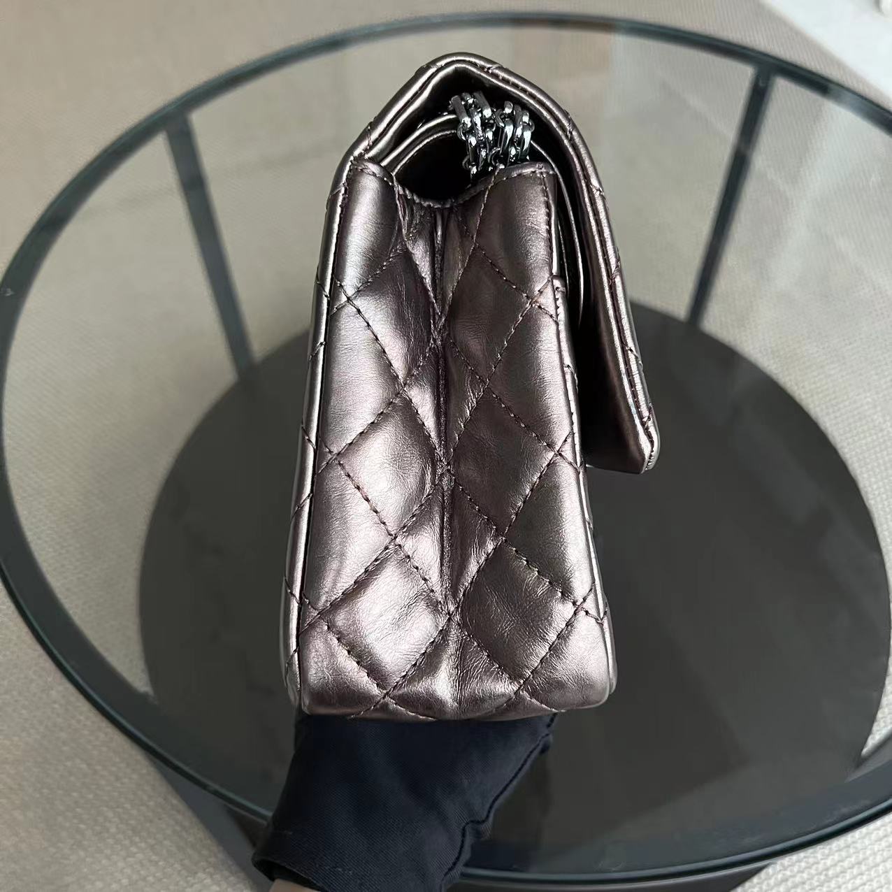 Chanel 2.55 Reissue 226 28CM Quilted Calfskin Metallic Bronze Silver Hardware Series 12