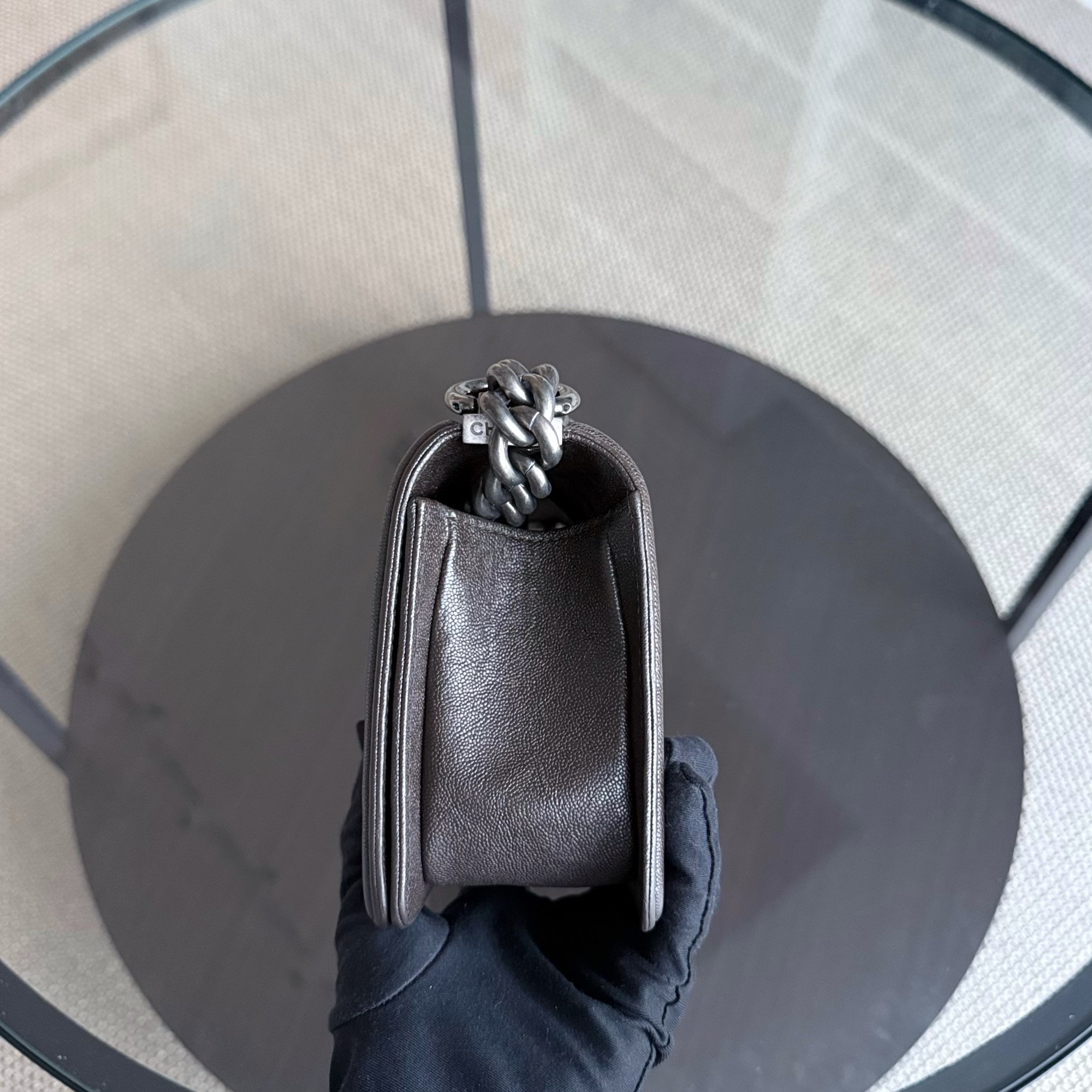 Chanel Boy Small - Caviar 20CM Quilted Dark Brown Ruthenium Silver Hardware Series 26