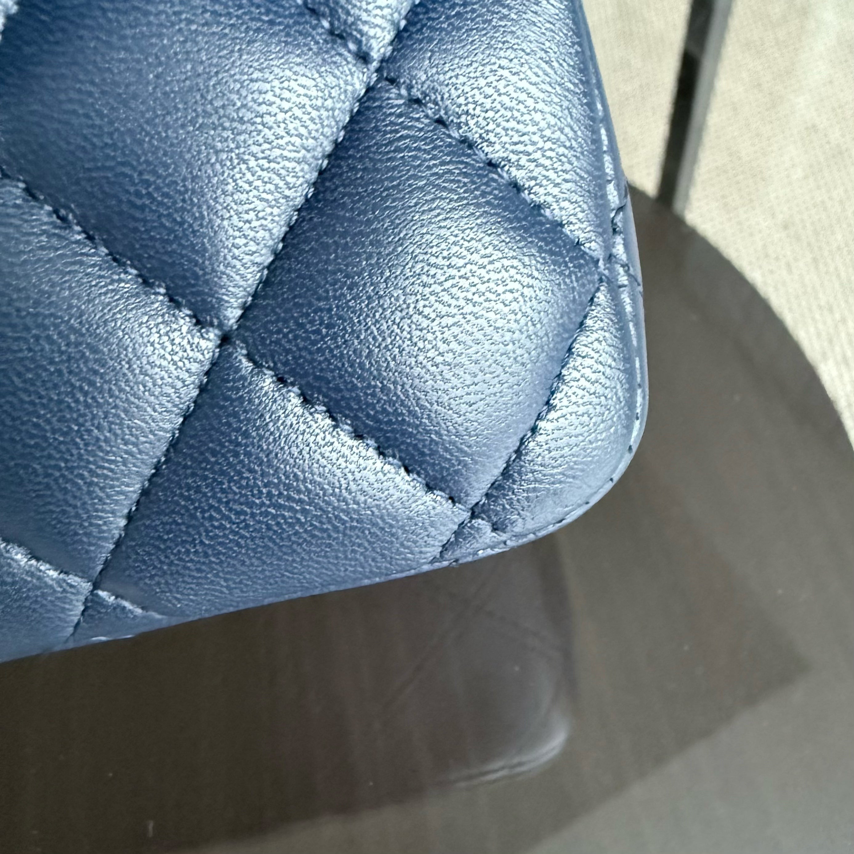 Chanel Classic Flap Medium - 25CM Quilted Lambskin Dark Blue Silver Hardware Series 22