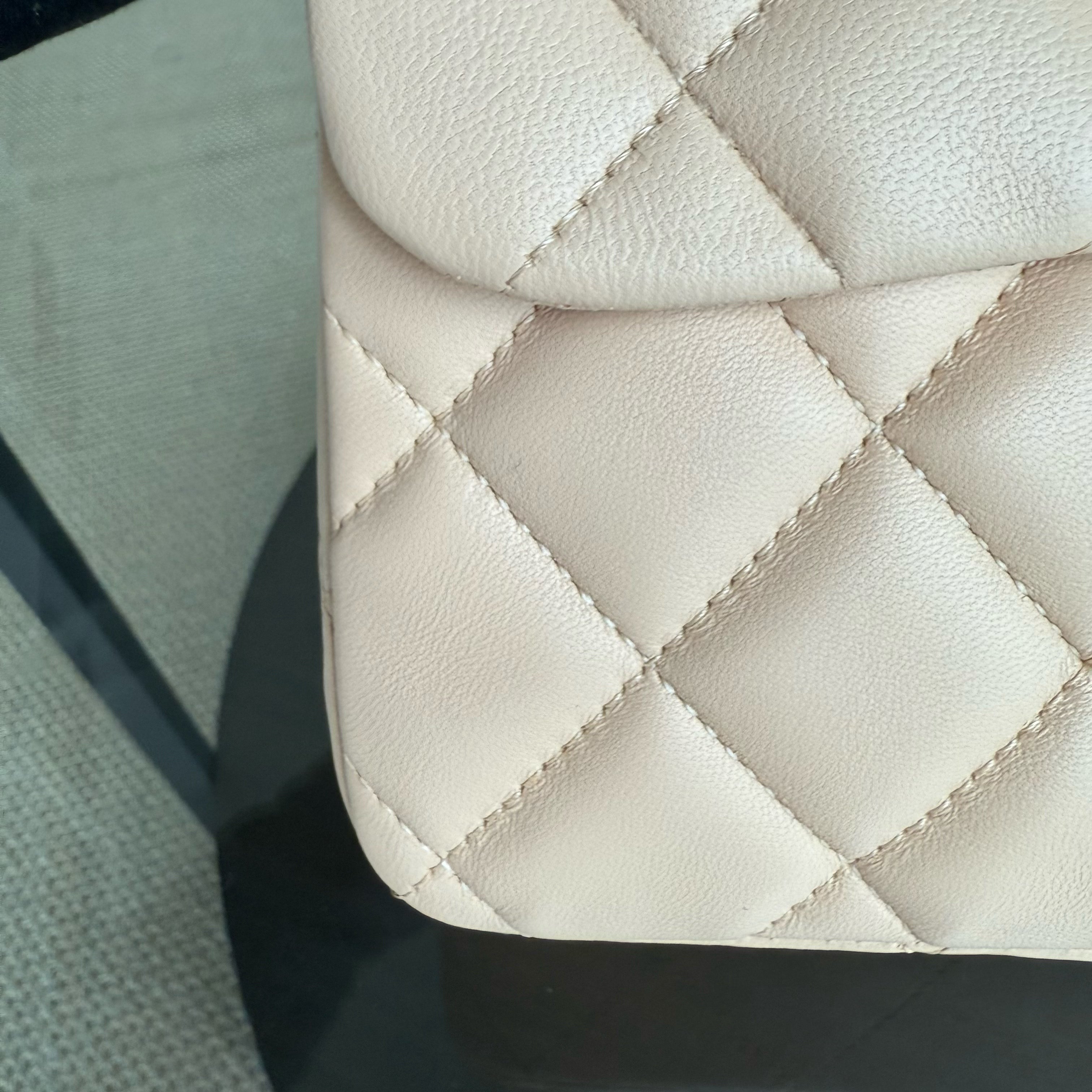 Chanel Classic Flap Jumbo - 30CM Single Flap Quilted Lambskin Beige Gold Hardware Series 13