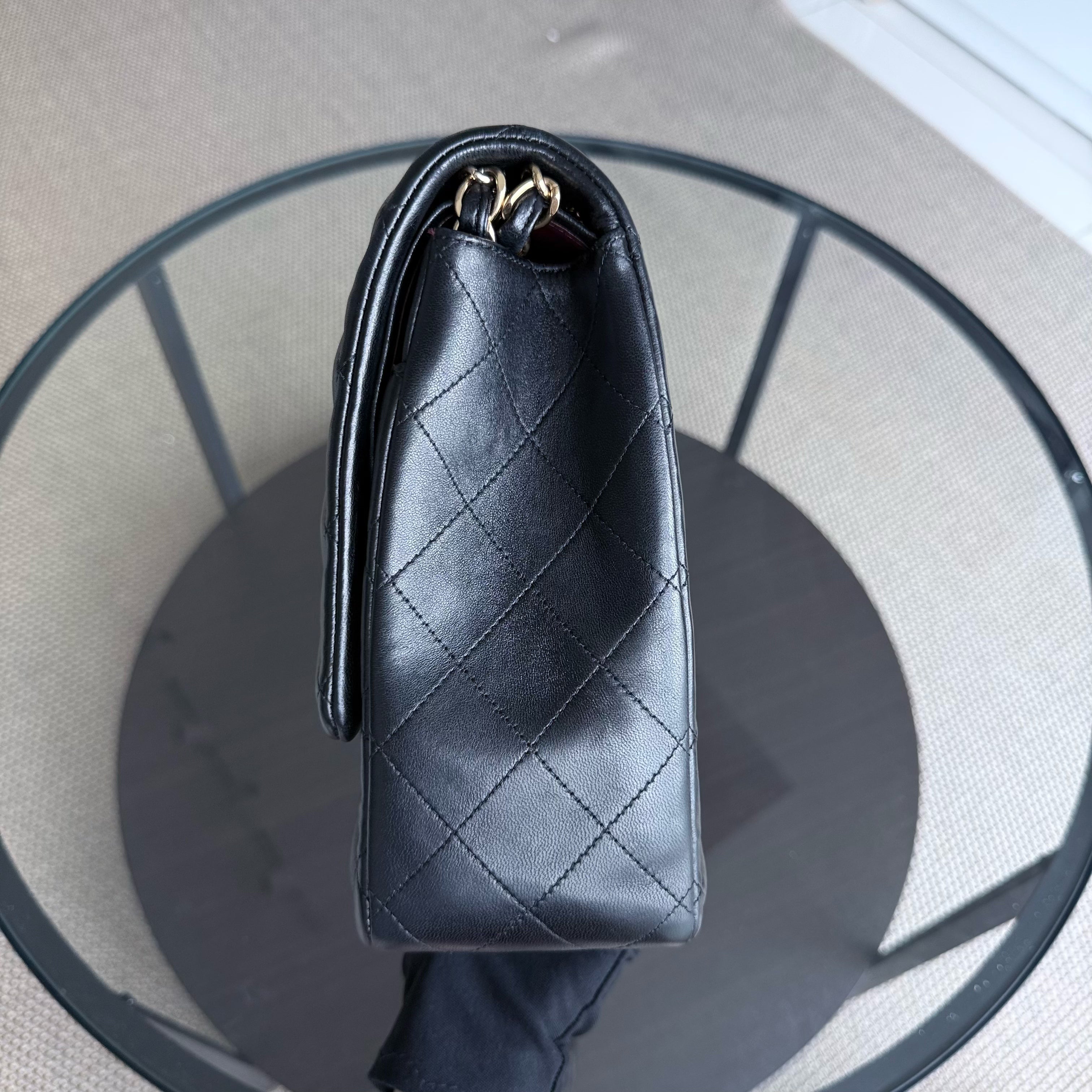 Chanel Classic Flap Maxi - Double Flap 33CM Quilted Lambskin Black Gold Hardware Series 15