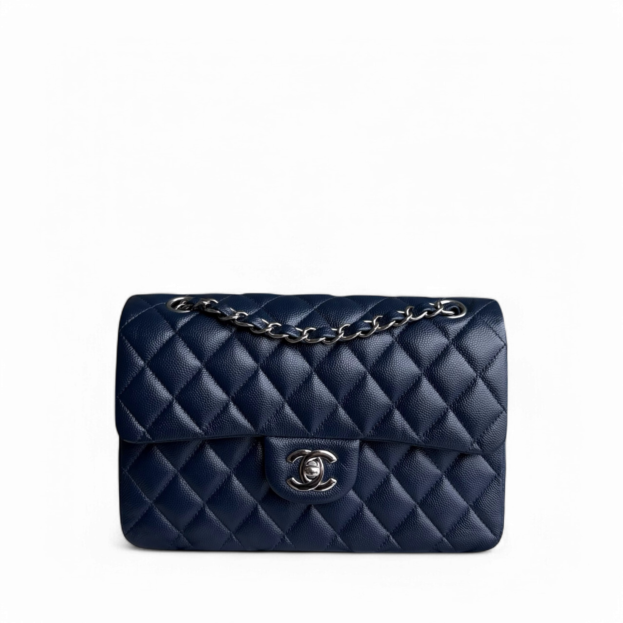 Chanel Classic Flap Small - Caviar 23CM Quilted Midnight Blue Silver Hardware Series 24