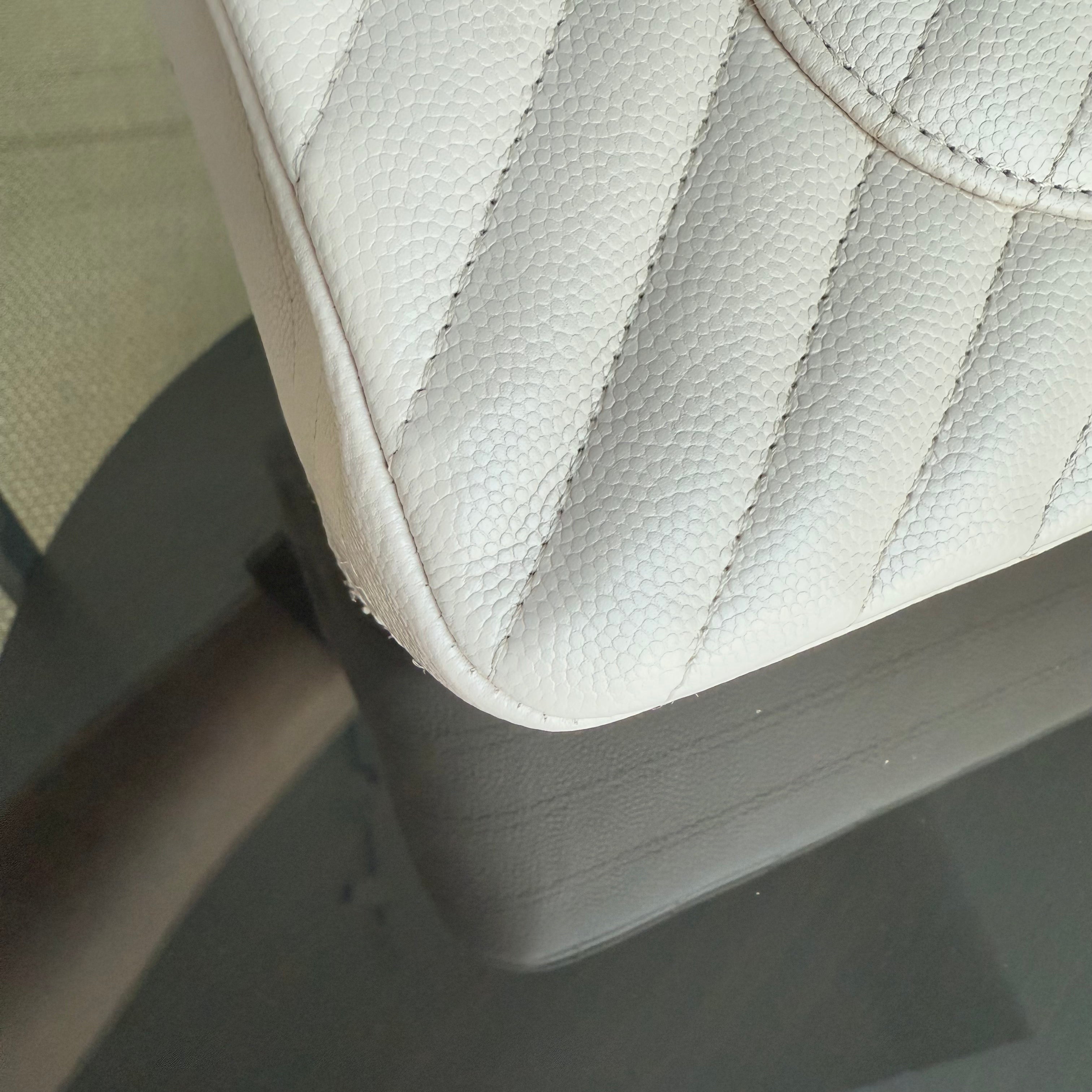 Balance of Chanel Classic Flap Medium - Caviar Chevron Cream White Gold Hardware Series 26 and balance of Chanel Classic Flap Medium - Caviar 25CM Quilted Light Green Gold Hardware Series 25